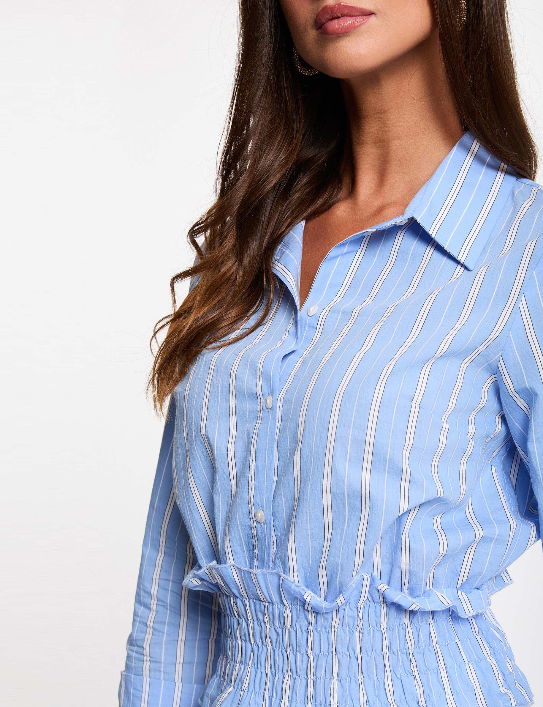 Striped cropped shirt sky blue women