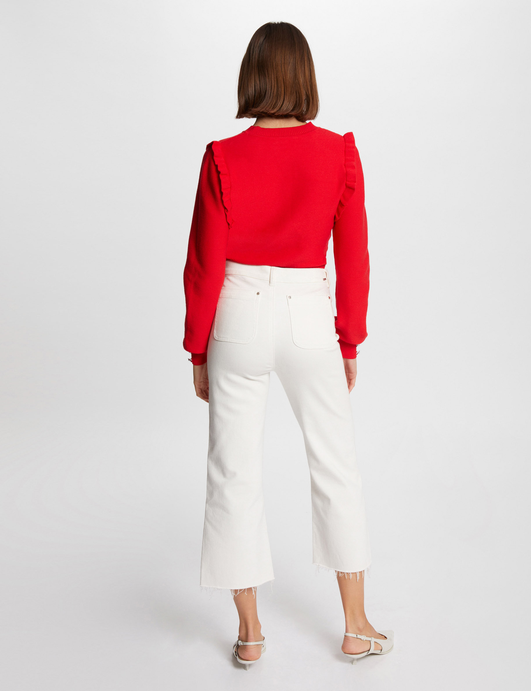 long sleeved jumper ruffles red women Long-sleeved jumper ruffles red women
