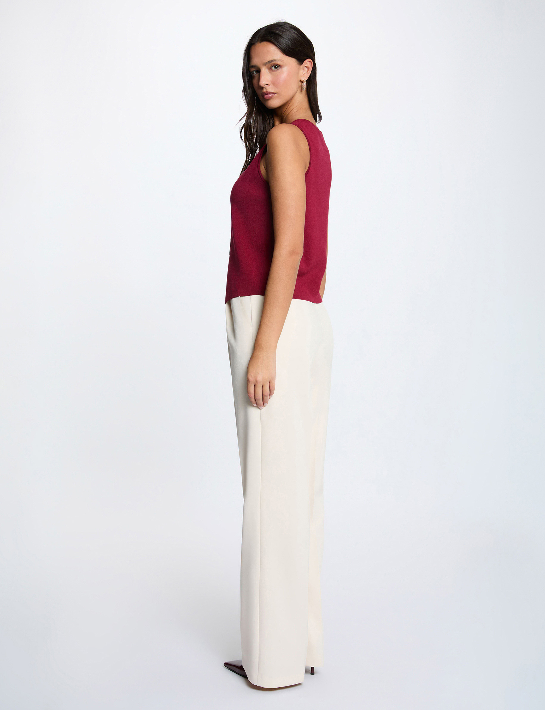 Sleeveless V-neck cardigan bordeaux women