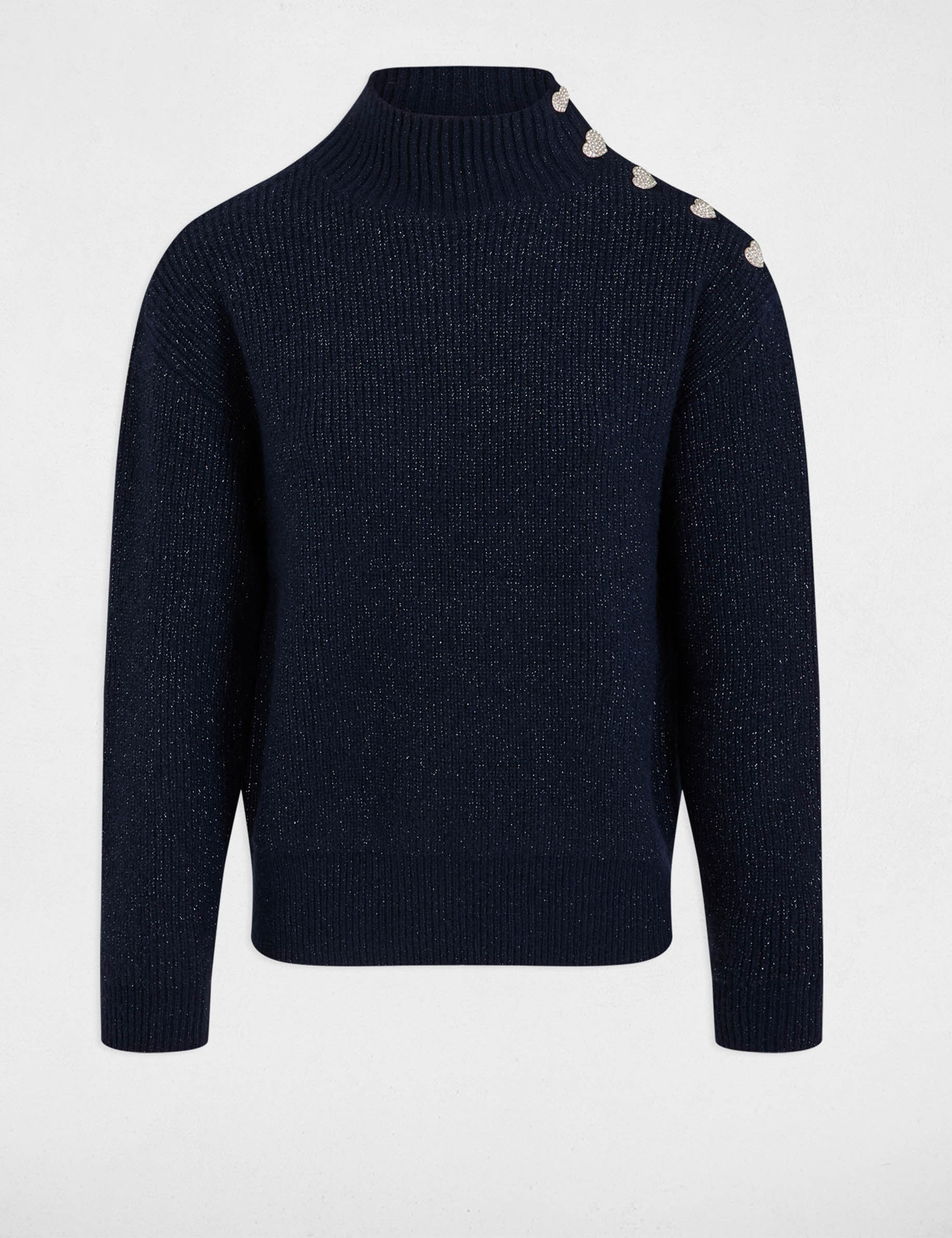 Long-sleeved jumper with buttons navy blue women