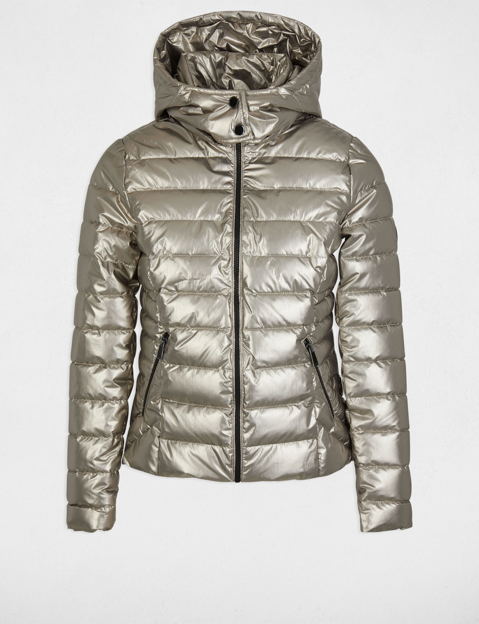 metallised padded jacket hood gold women Metallised padded jacket hood gold women