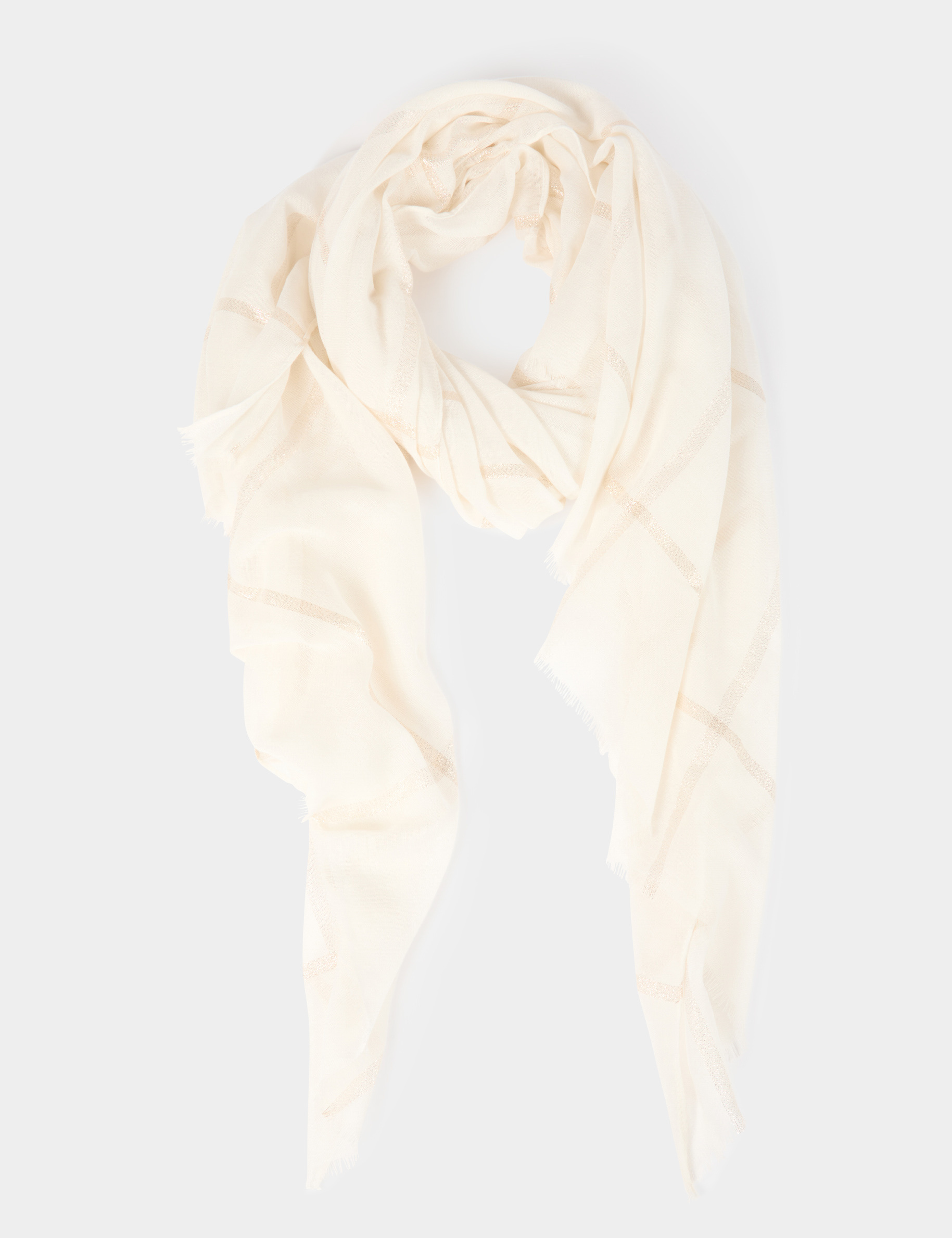 scarf with check print ivory women Scarf with check print ivory women