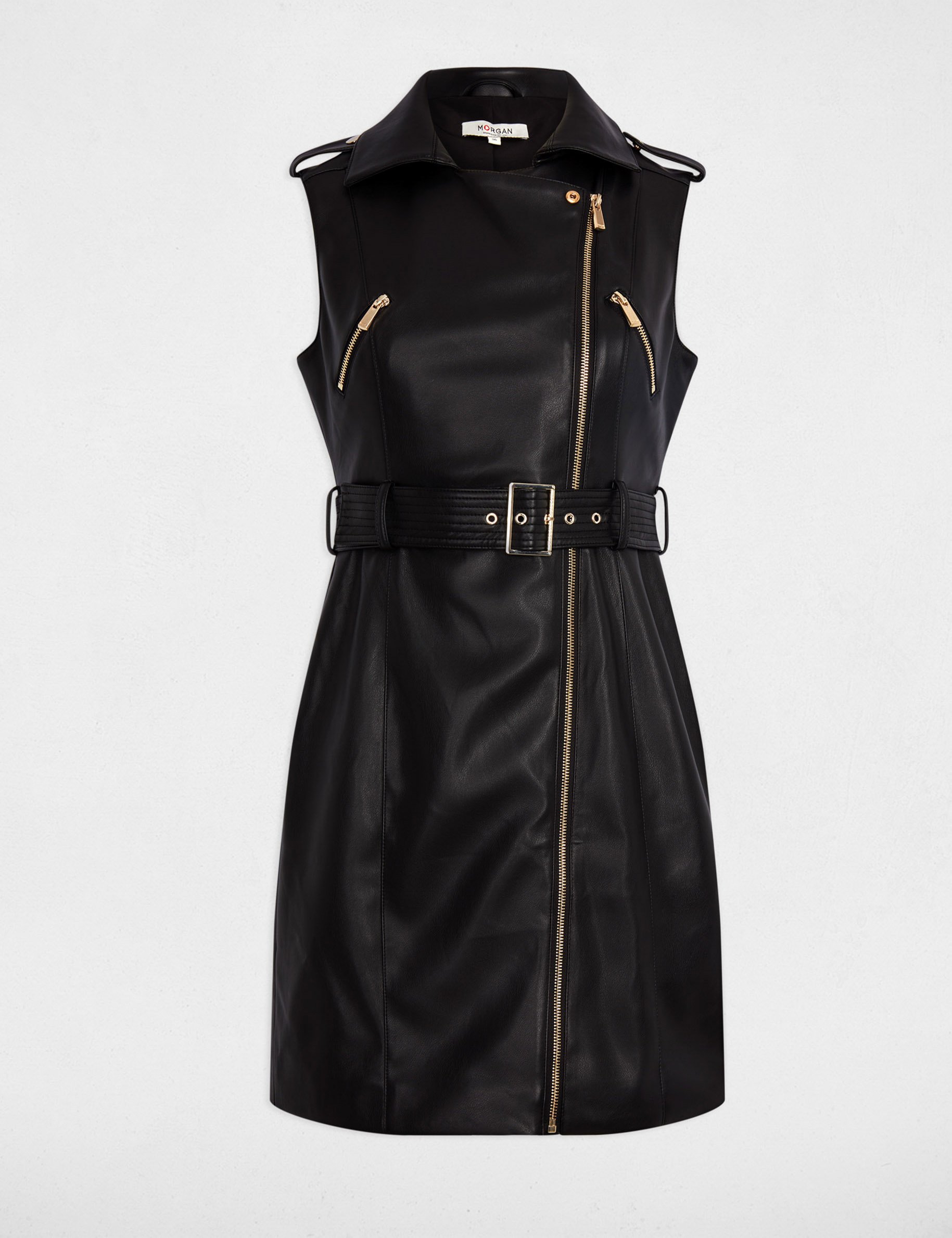 Robe courte similicuir noir femme