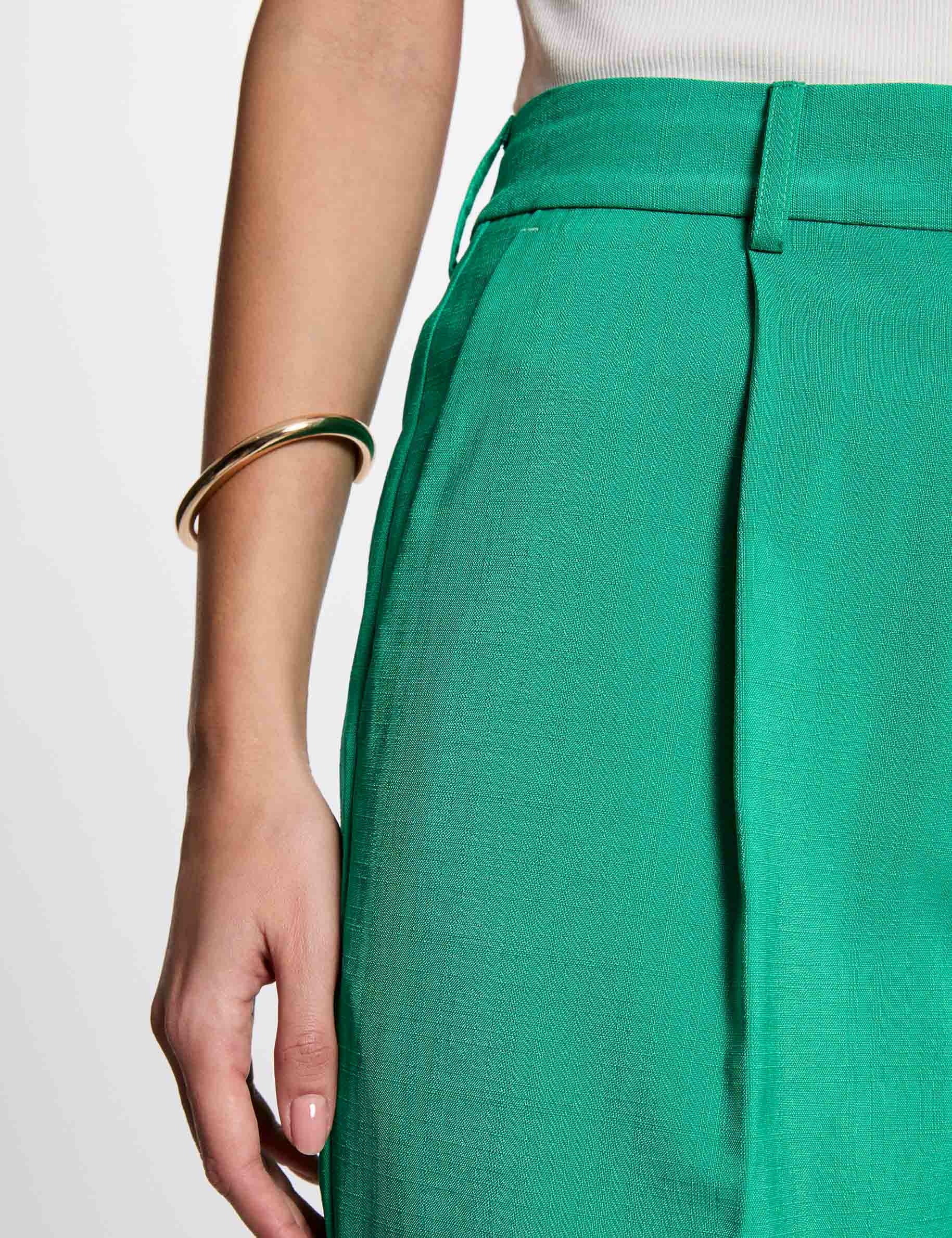 Straight trousers with darts emerald green women