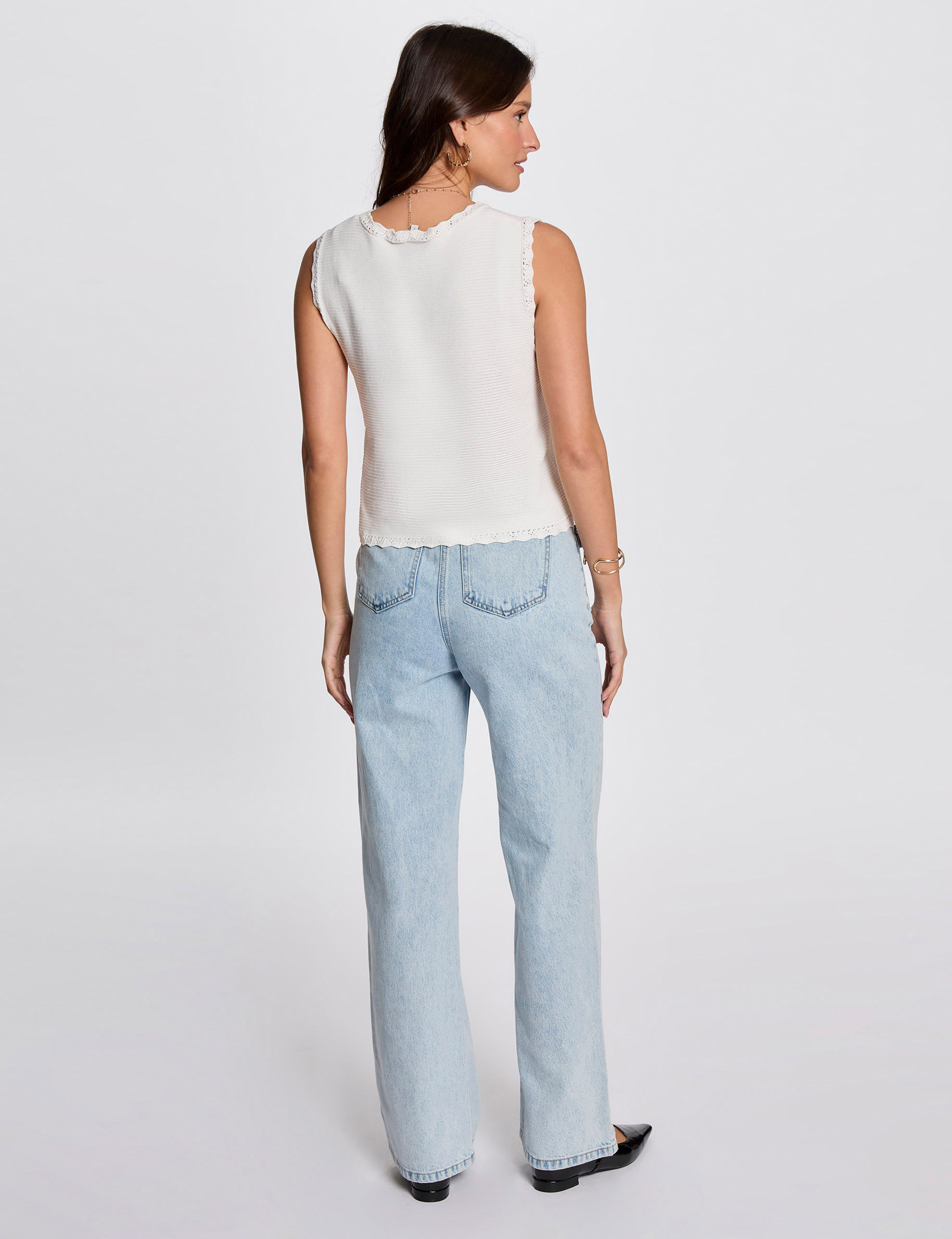 Sleeveless cardigan white women