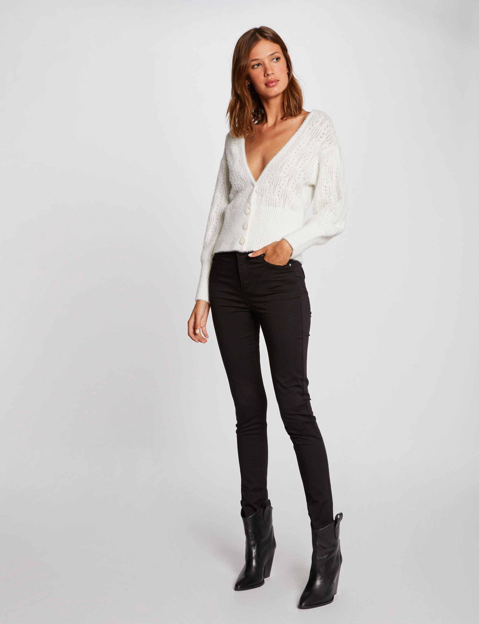 Slim standard-waisted trousers black ladies' Slim standard-waisted trousers black ladies'