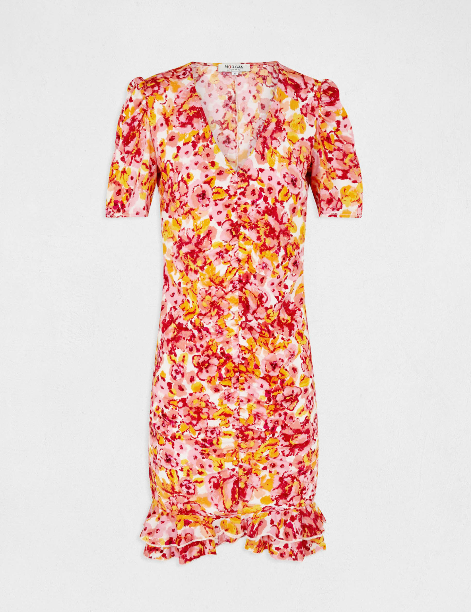 Shirred fitted dress floral print multico ladies' Shirred fitted dress floral print multico ladies'