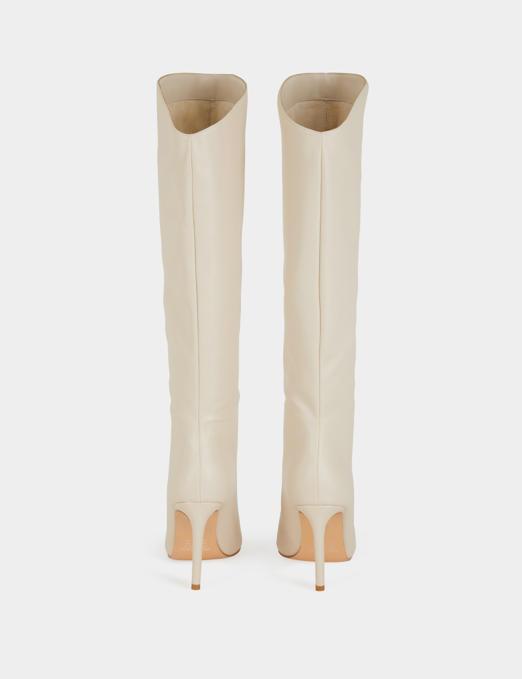 Leather high boots with stiletto heels ivory ladies'