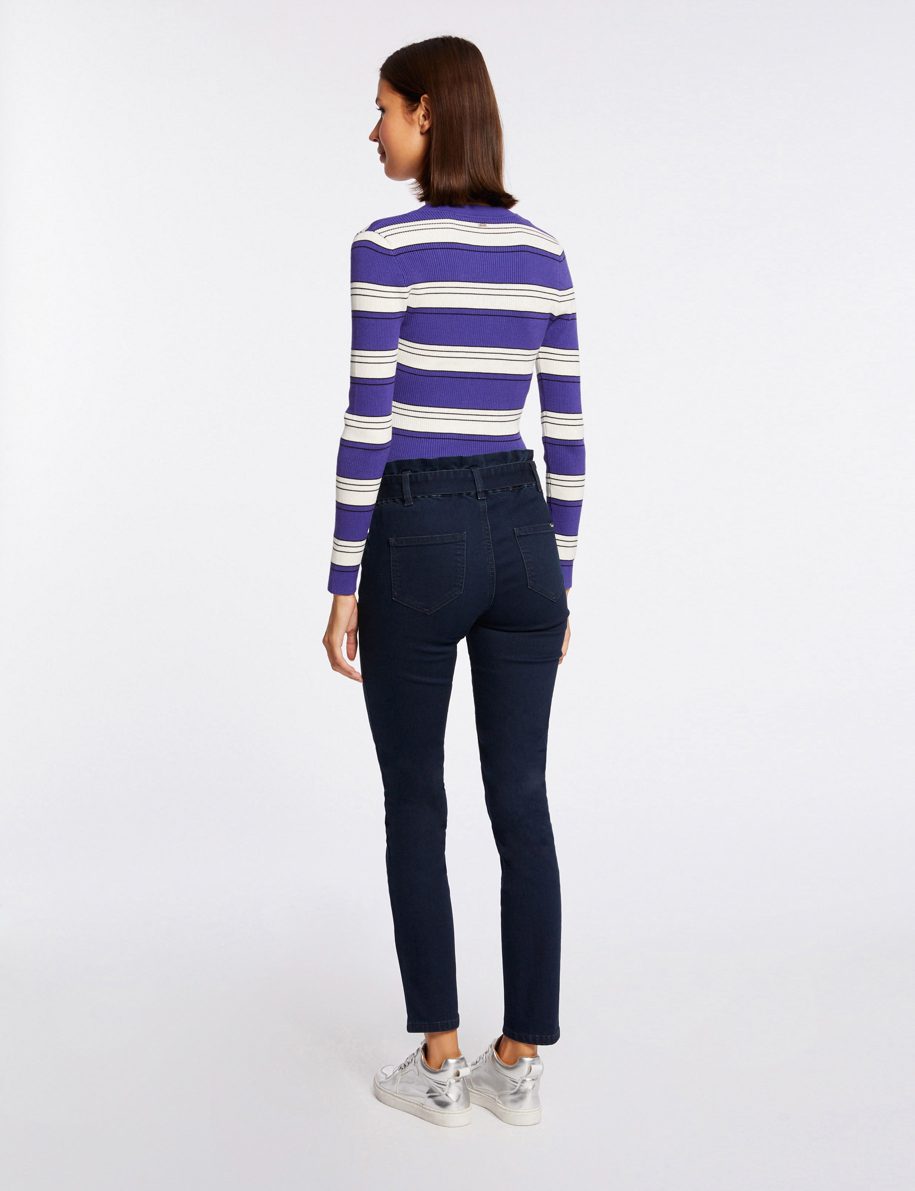 Long-sleeved jumper with stripes purple ladies' Long-sleeved jumper with stripes purple ladies'
