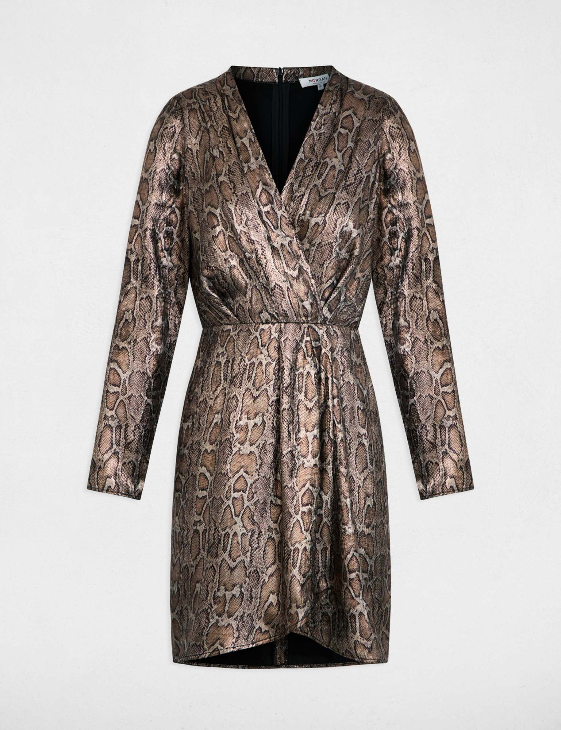 Robe courte col v multicolore femme