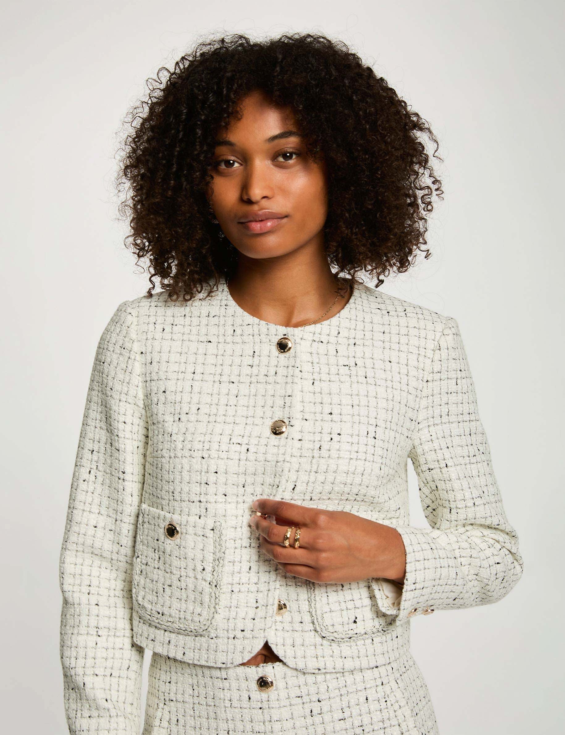 veste ajustee col rond ivoire femme Veste ajustée col rond ivoire femme