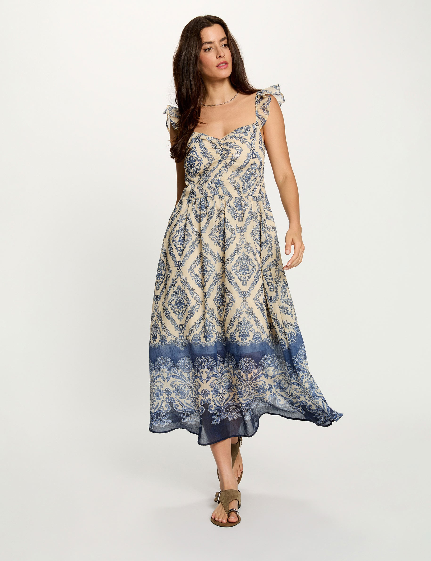 Long dress with sweetheart neckline multicolor women