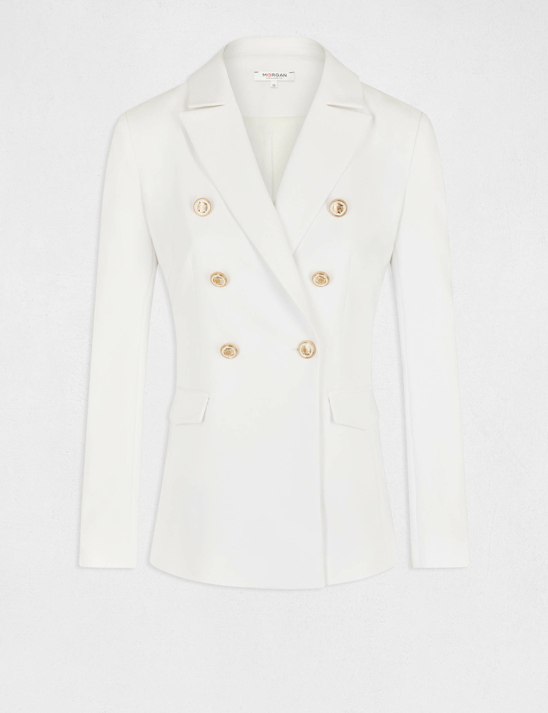 Waisted jacket with buttons ecru ladies' Waisted jacket with buttons ecru ladies'
