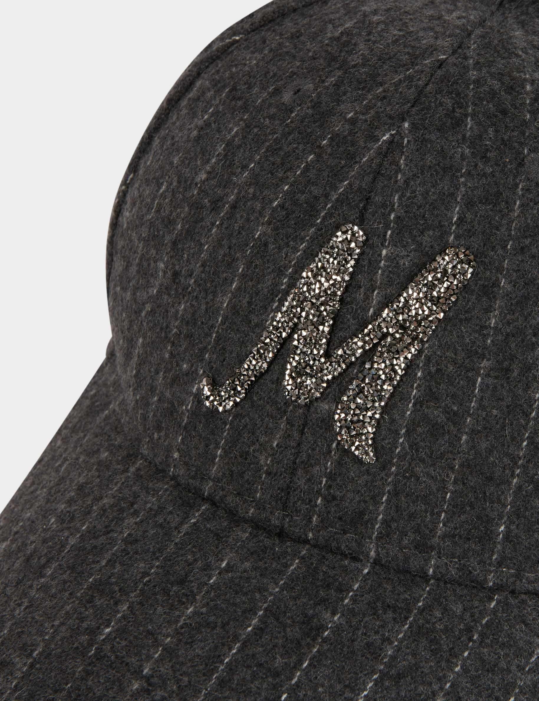 striped cap m rhinestones mid grey women Striped cap M rhinestones mid-grey women
