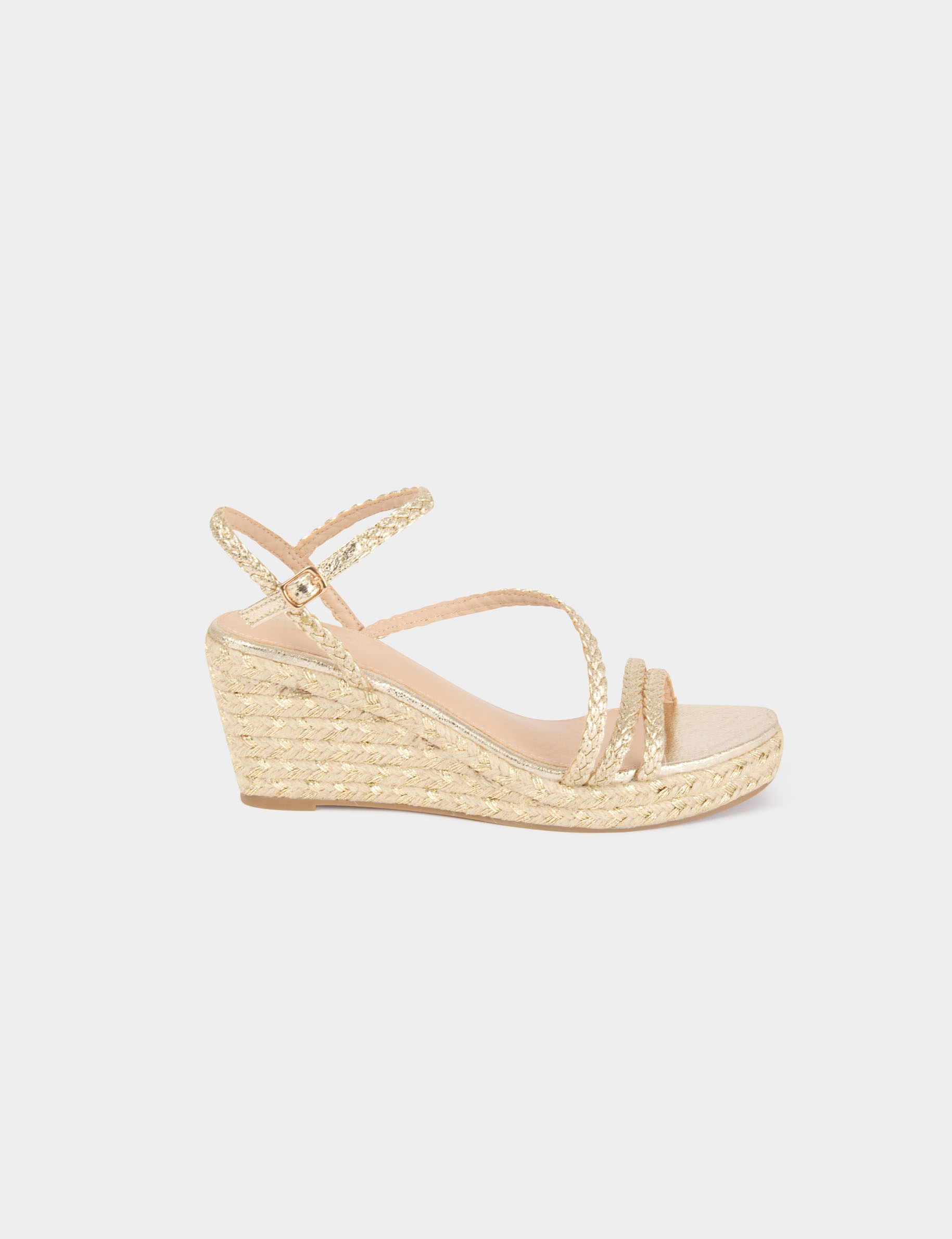 Woven wedge sandal gold yellow women