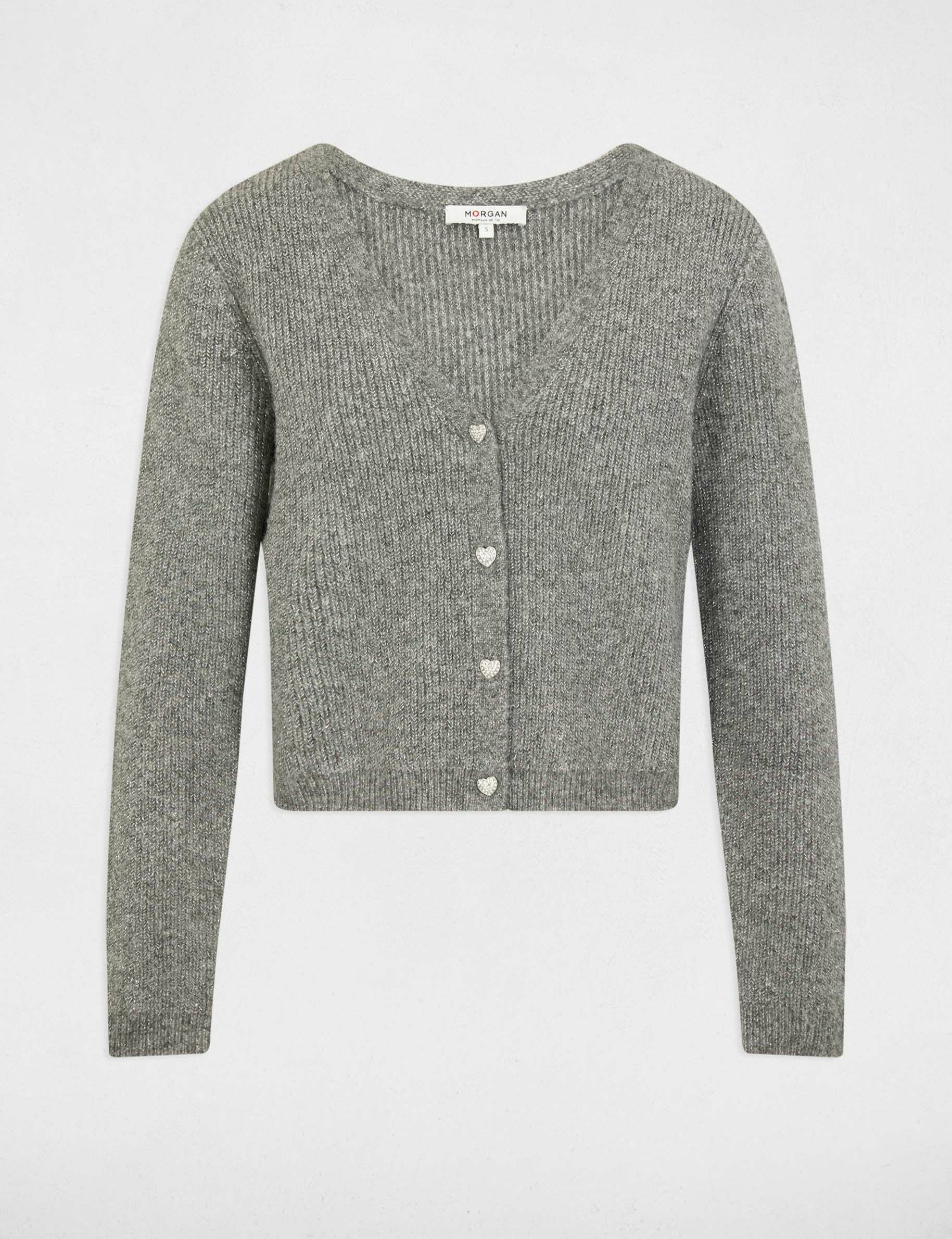 cardigan with v neck light grey women Cardigan with V-neck light grey women
