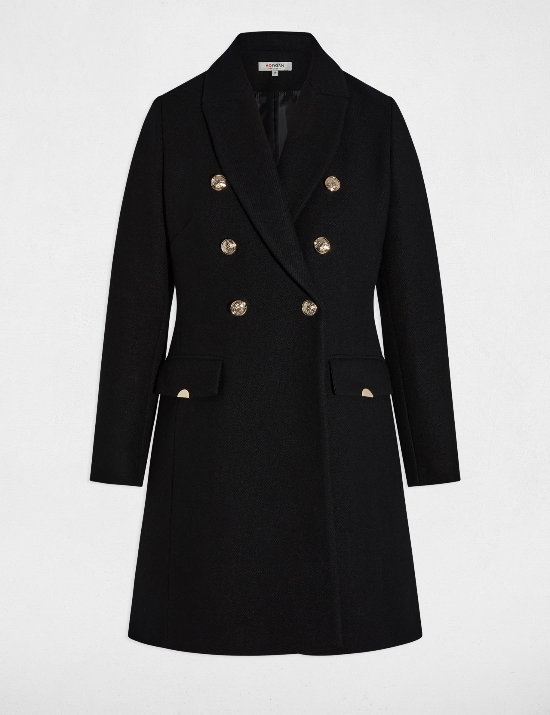manteau ajuste col tailleur noir femme Manteau ajusté col tailleur noir femme