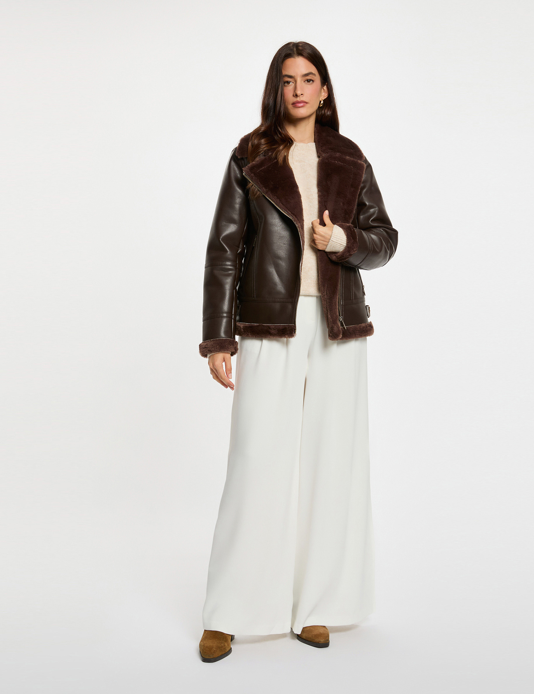 oversized faux leather jacket dark brown women Oversized faux leather jacket dark brown women