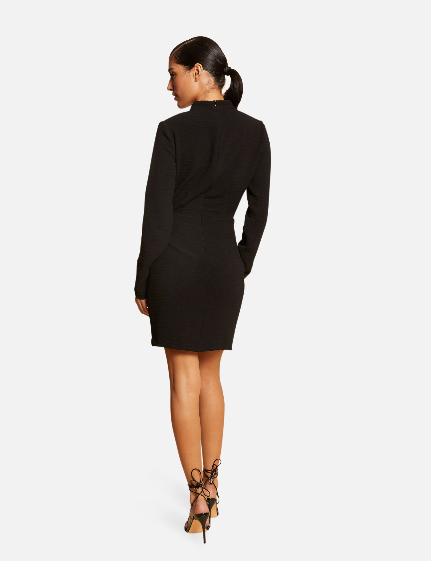Wrap dress with buckle black ladies'