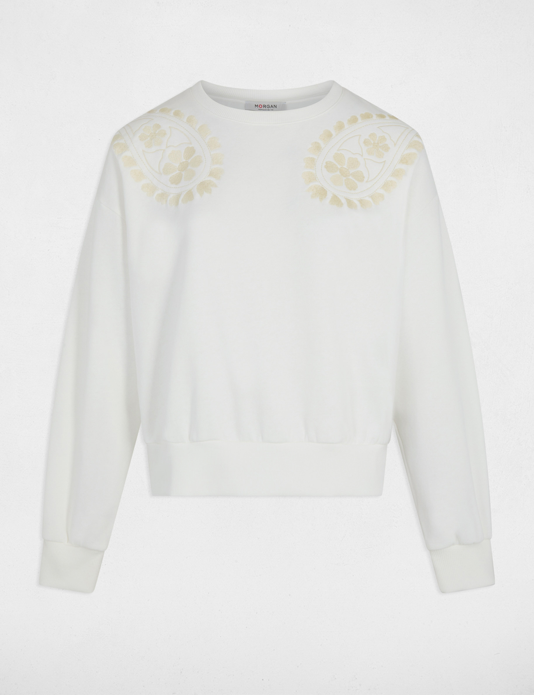 Embroidered knit sweater white women