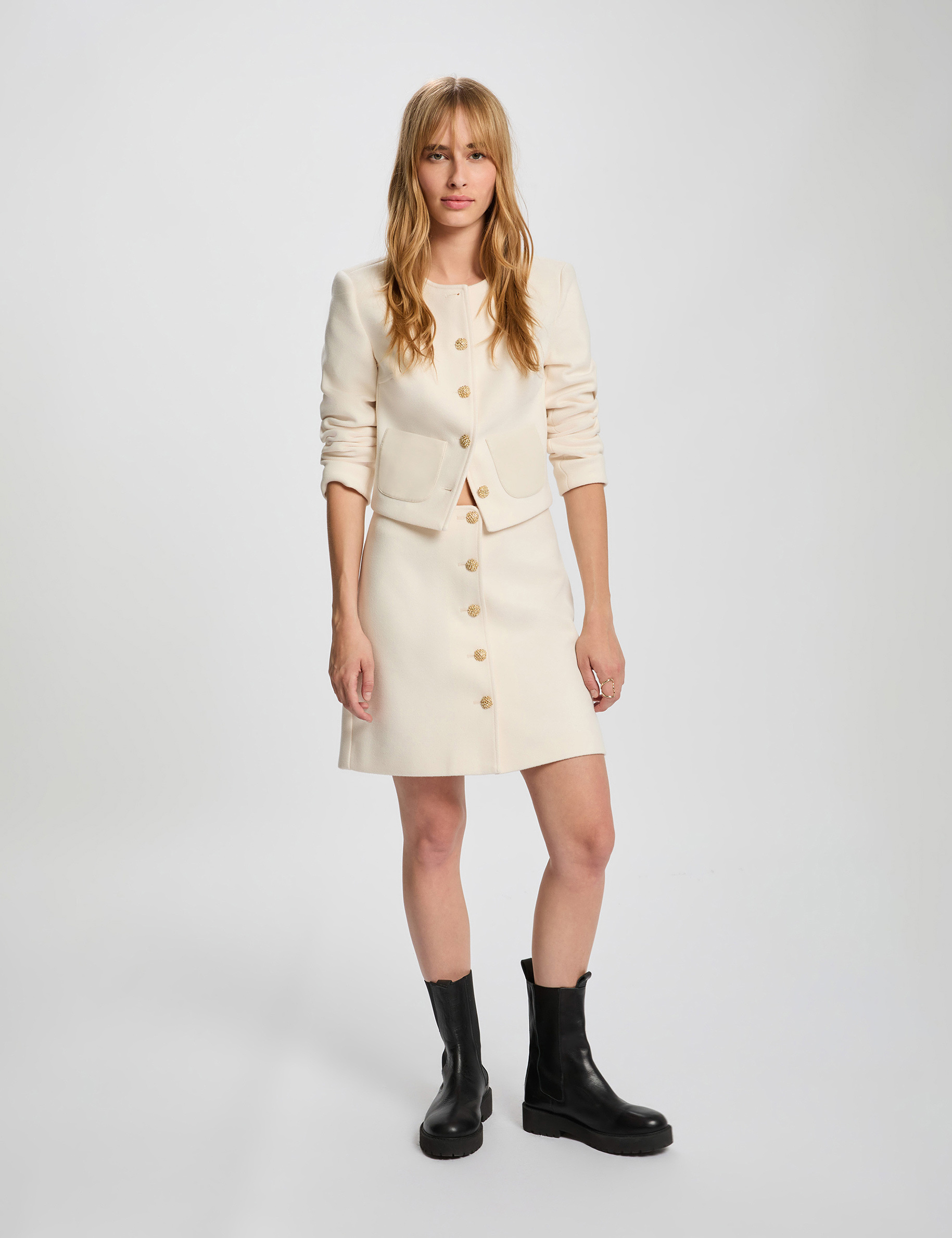 Sleeveless cropped jacket ivory women