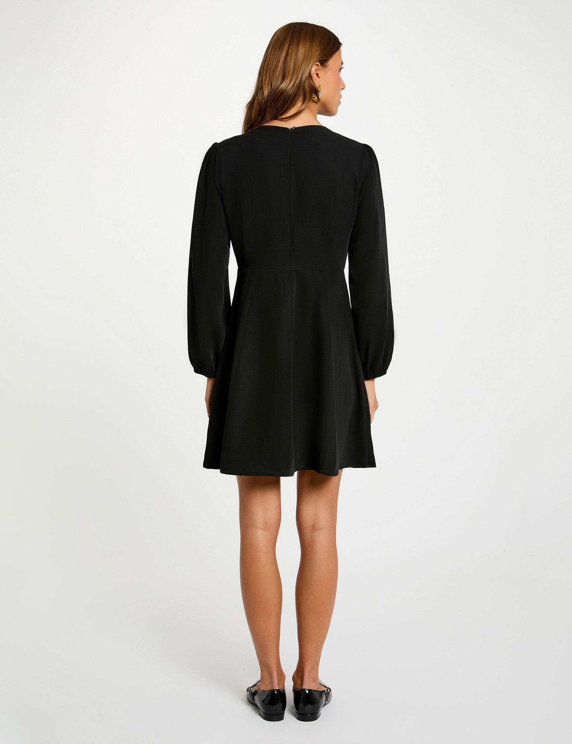 Robe courte trapèze noir femme