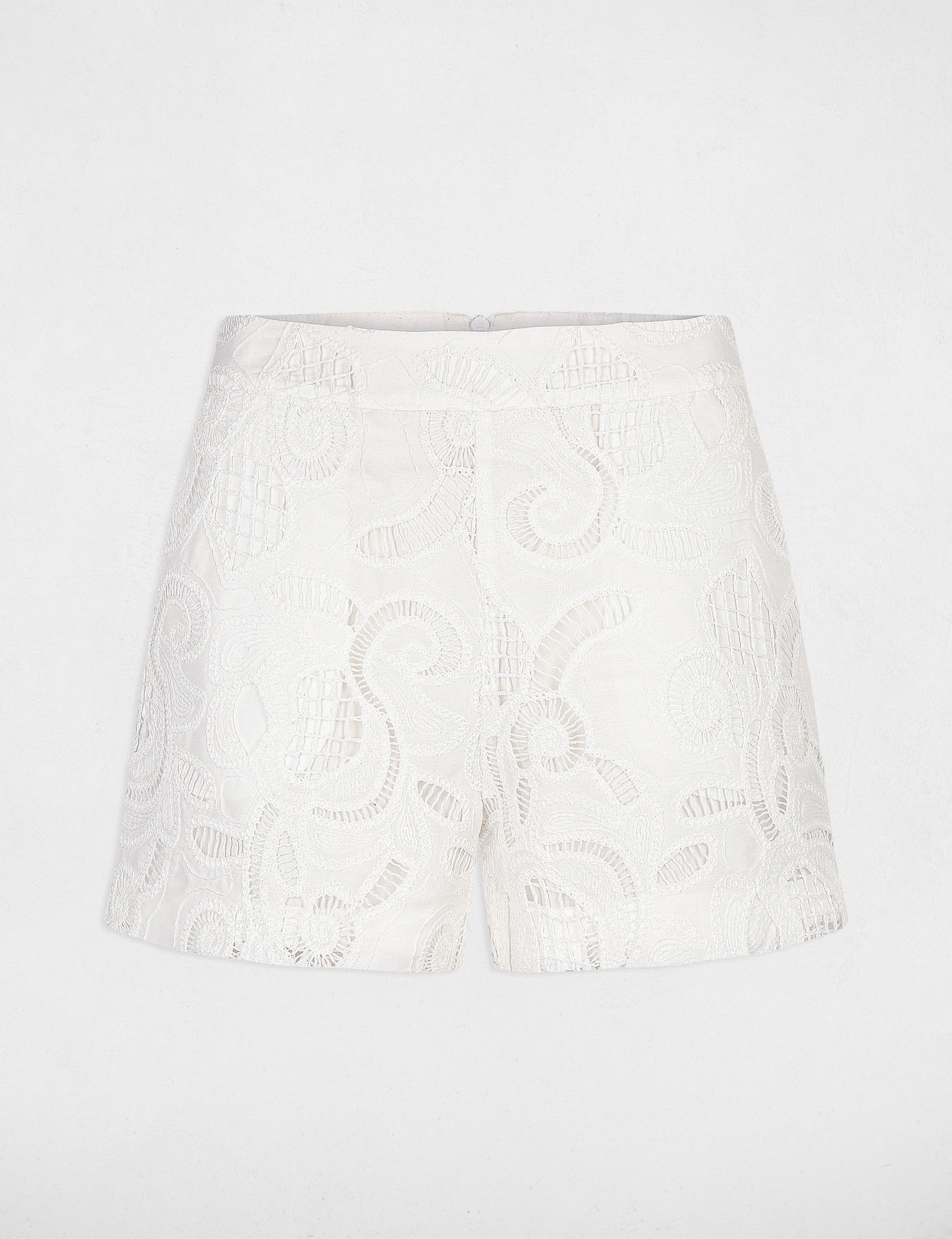 fitted shorts embroidery ecru women Fitted shorts embroidery ecru women