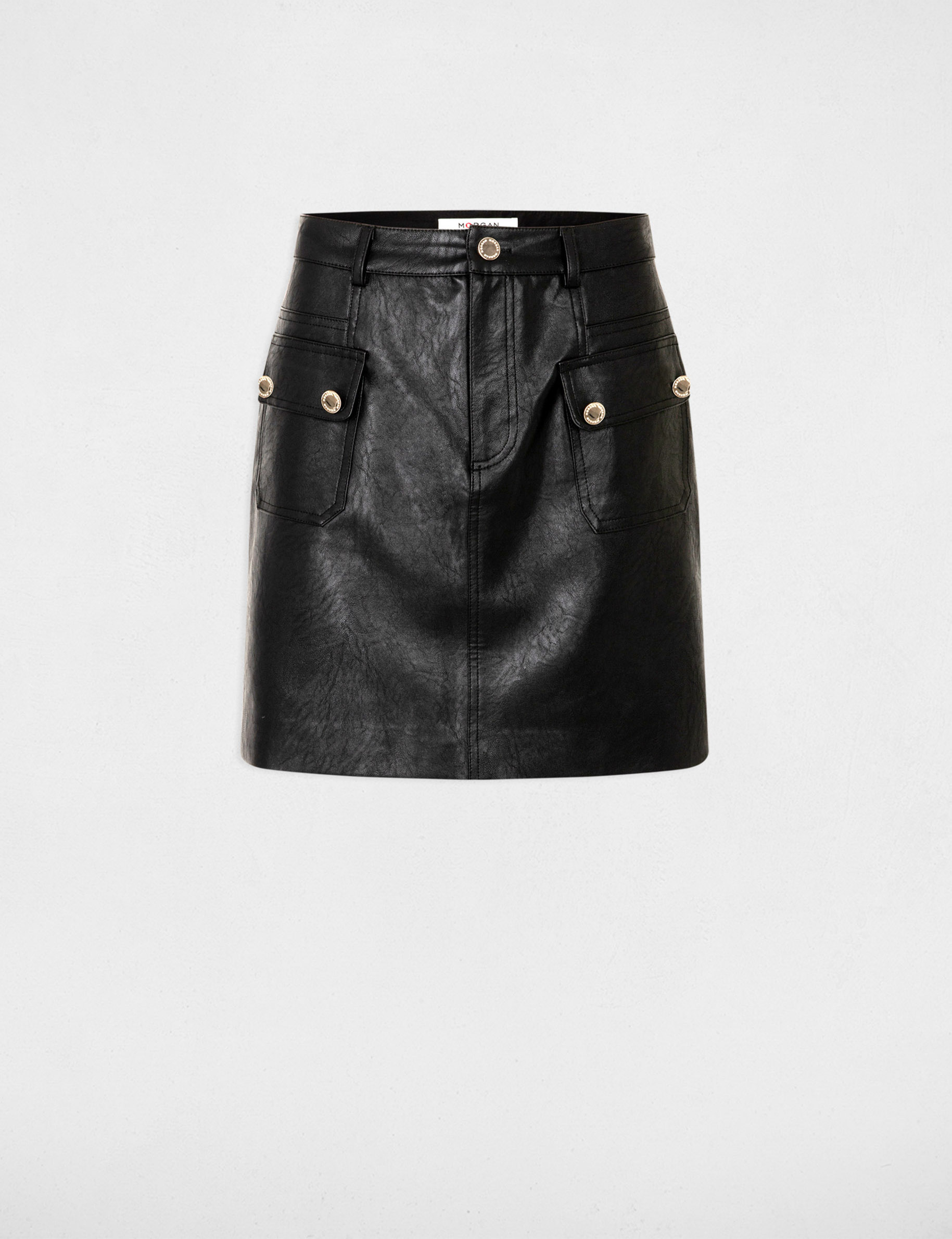 Faux leather mini skirt black ladies'