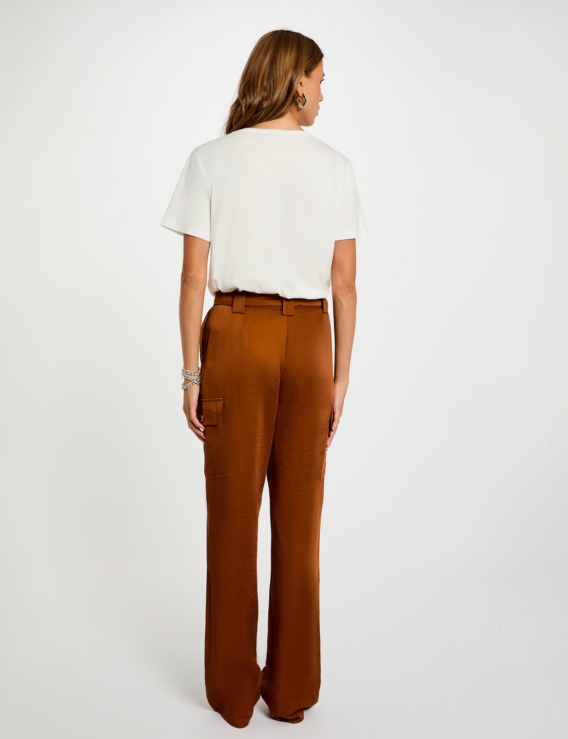 fluid straight trousers cognac brown women Fluid straight trousers cognac brown women