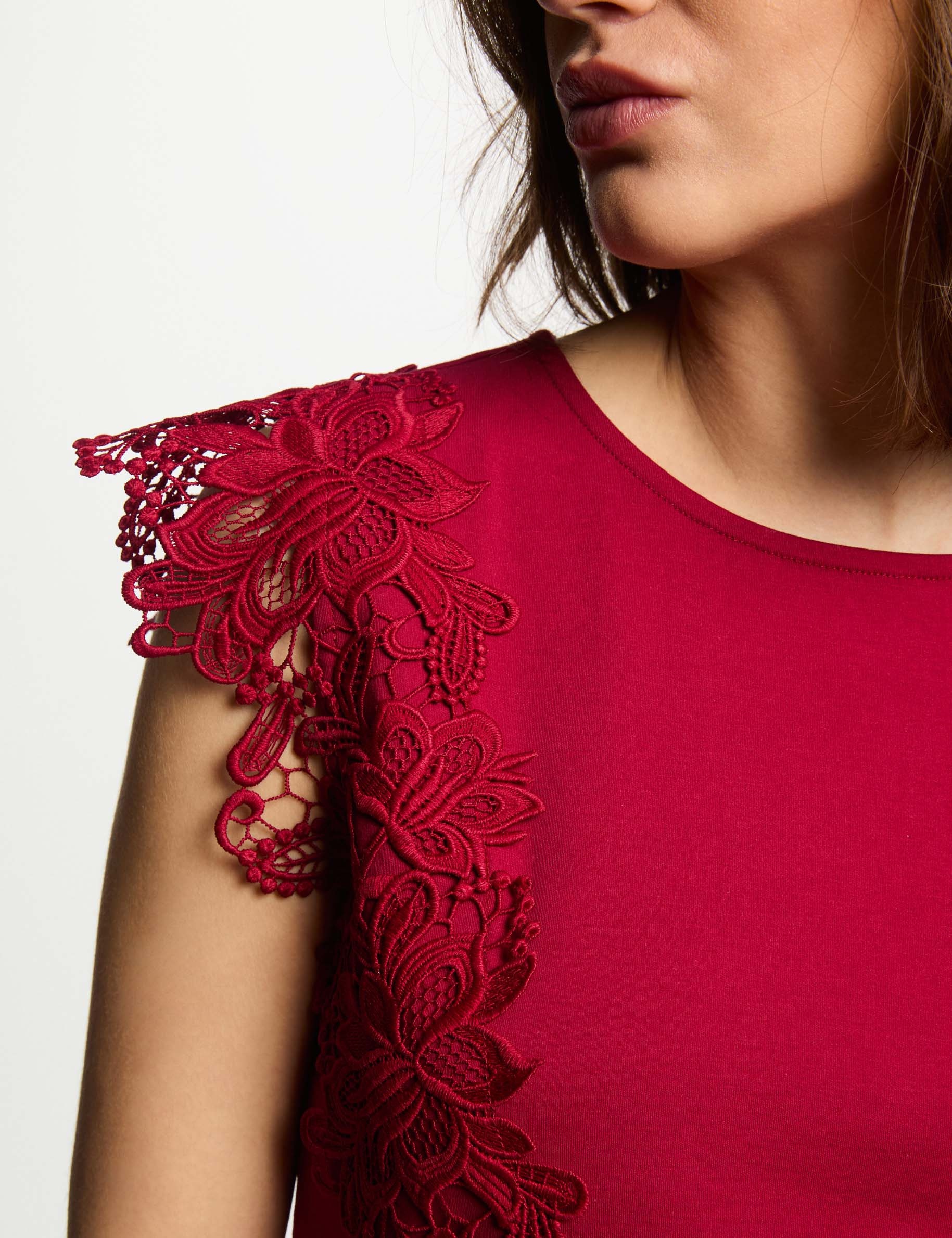 short sleeved t shirt dark red women Short-sleeved t-shirt dark red women