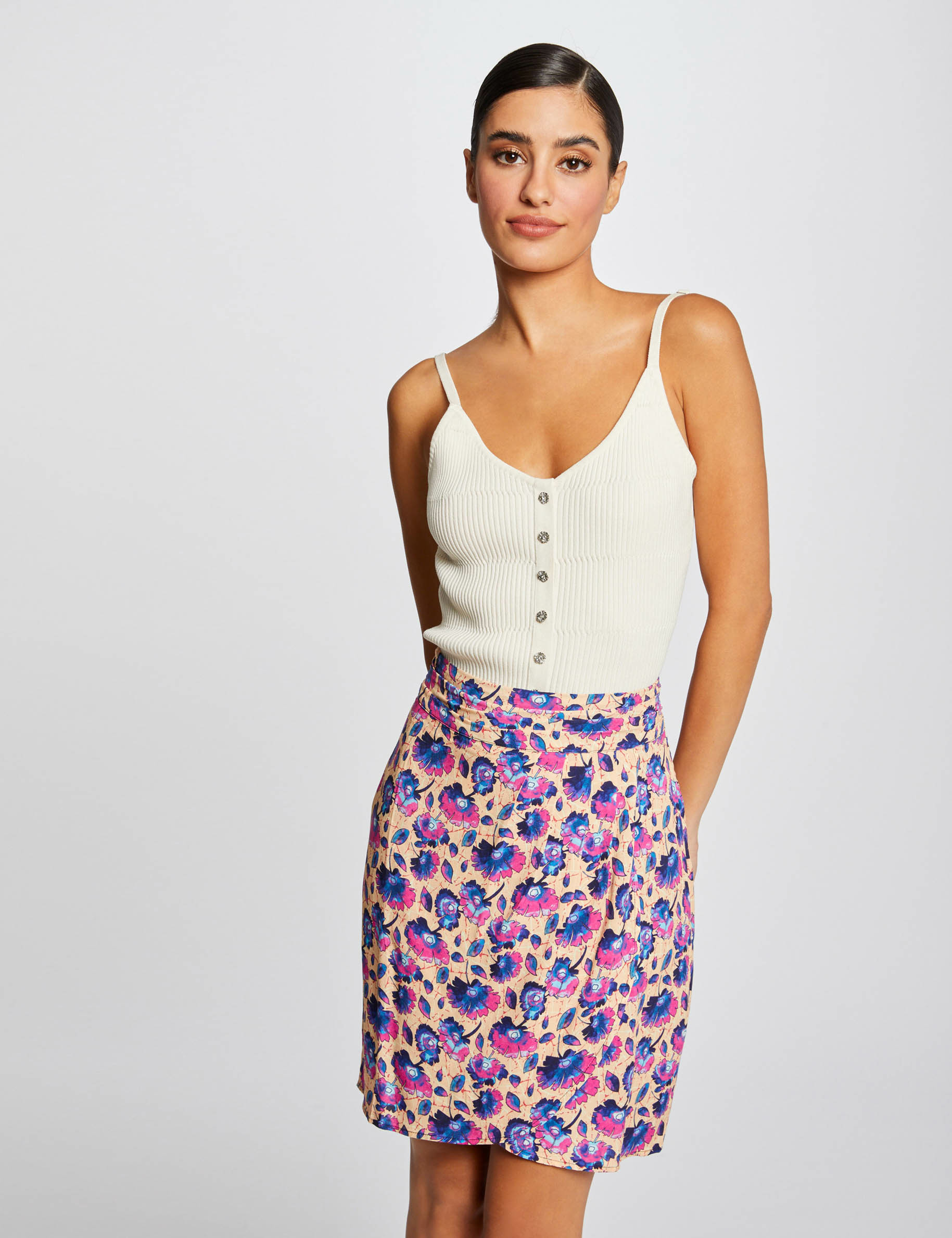 Straight skirt with floral print multico ladies'