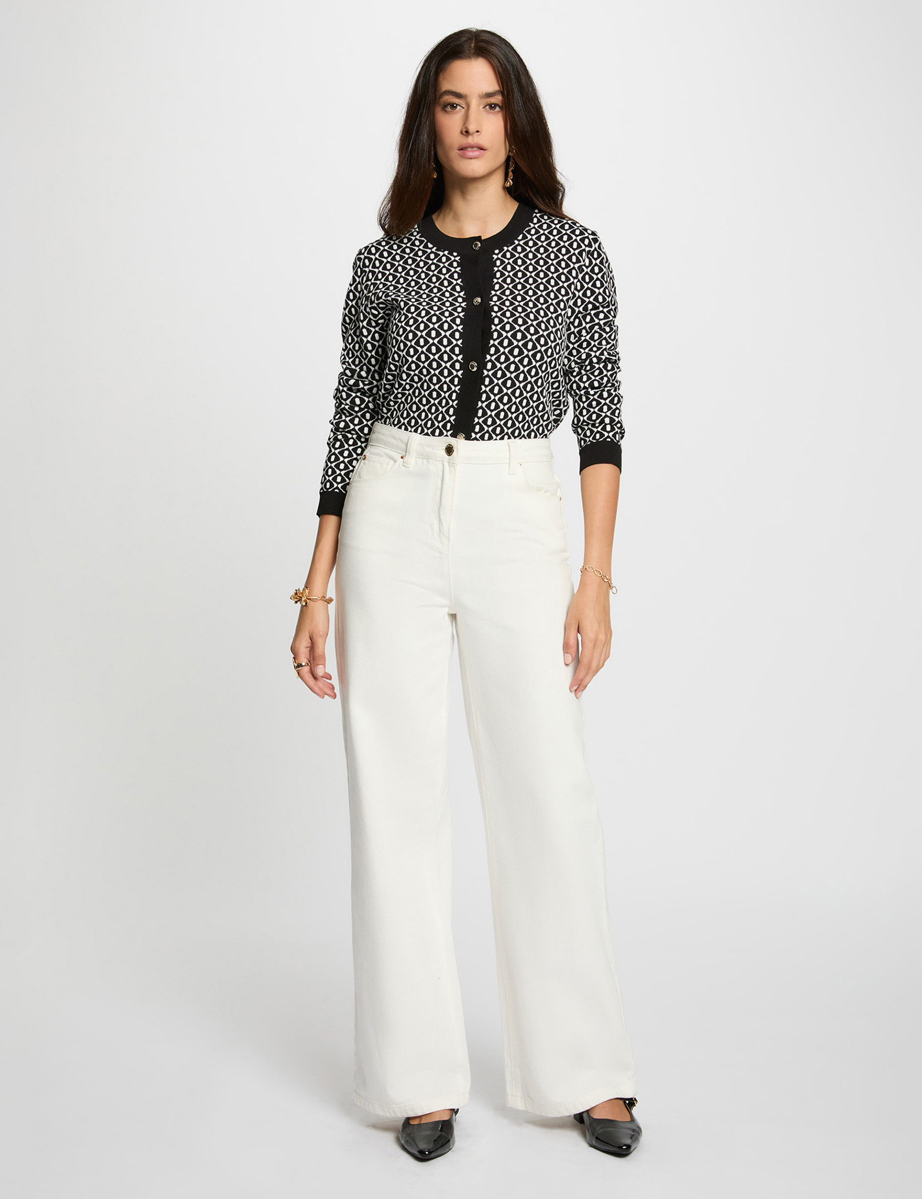 cropped jacquard sweater black women Cropped jacquard sweater black women
