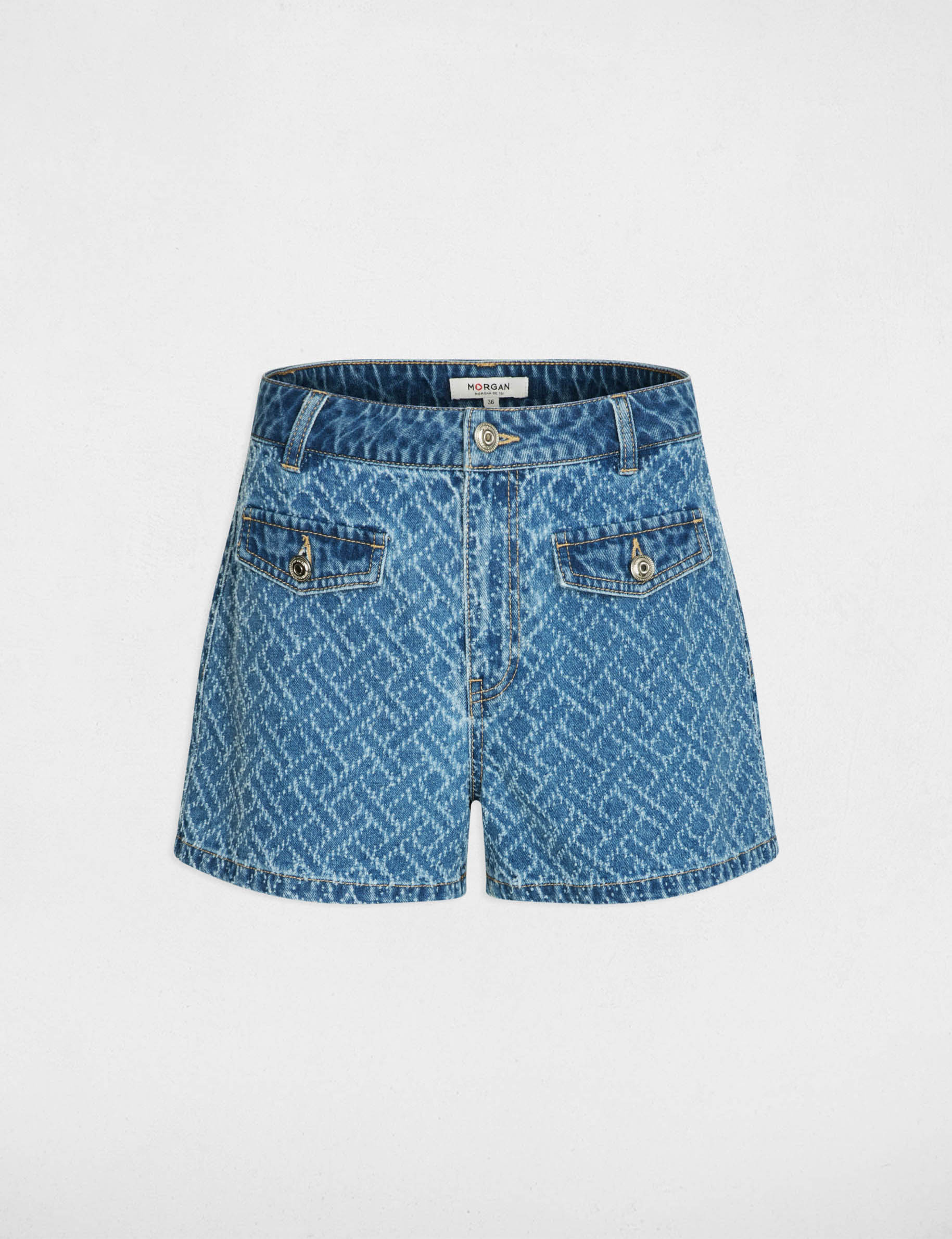 Chevron jacquard shorts denim stone women