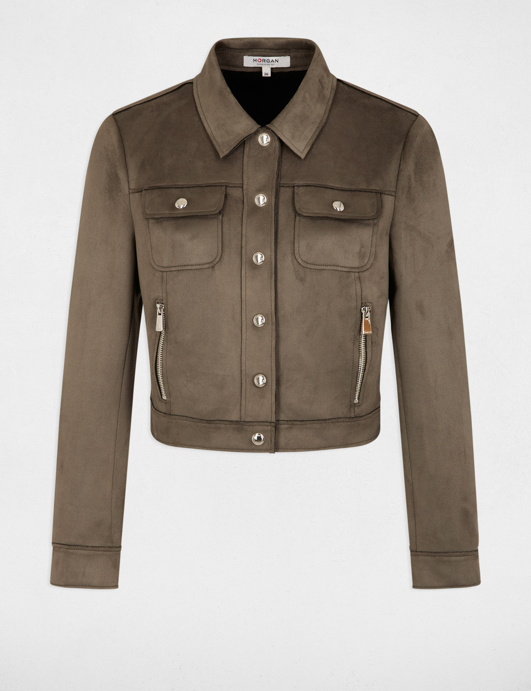 buttoned suede jacket khaki green women Buttoned suede jacket khaki green women
