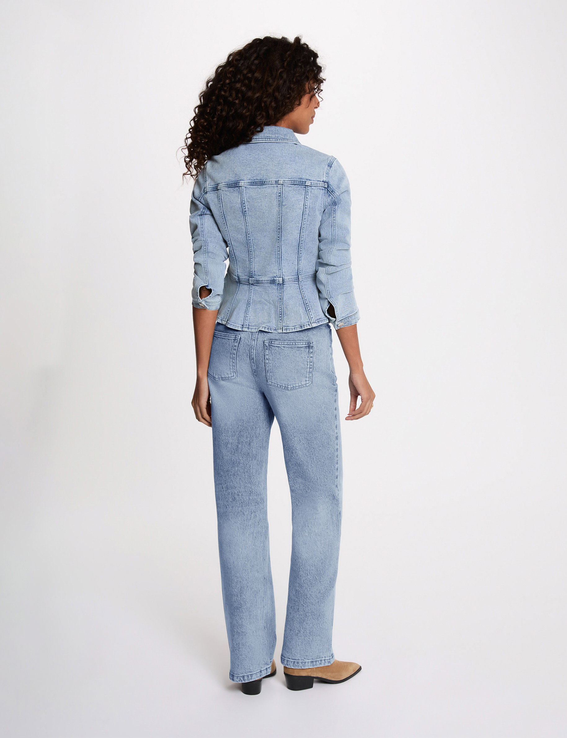 Fitted denim jacket heavy stone wash denim women