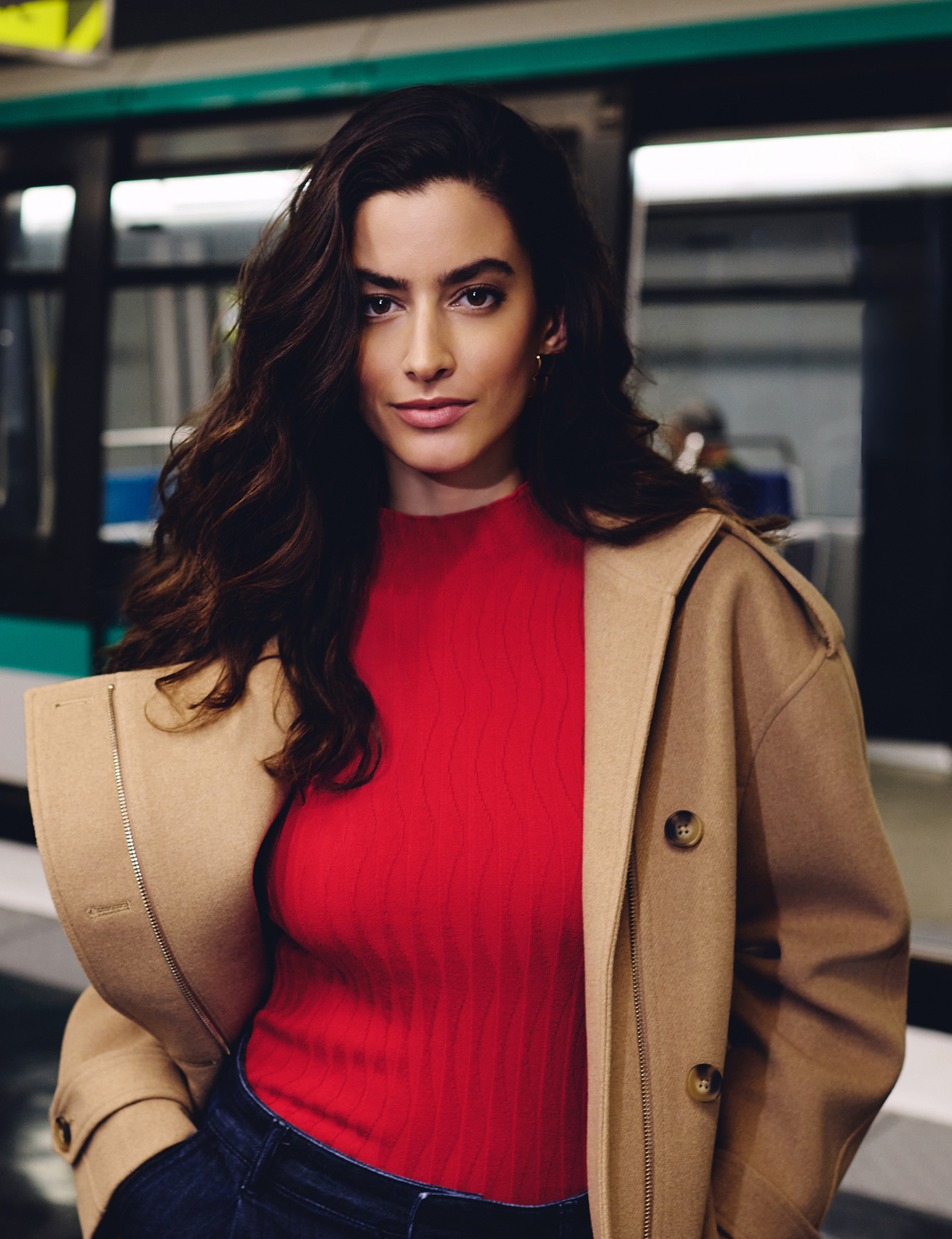 Jumper high collar red women