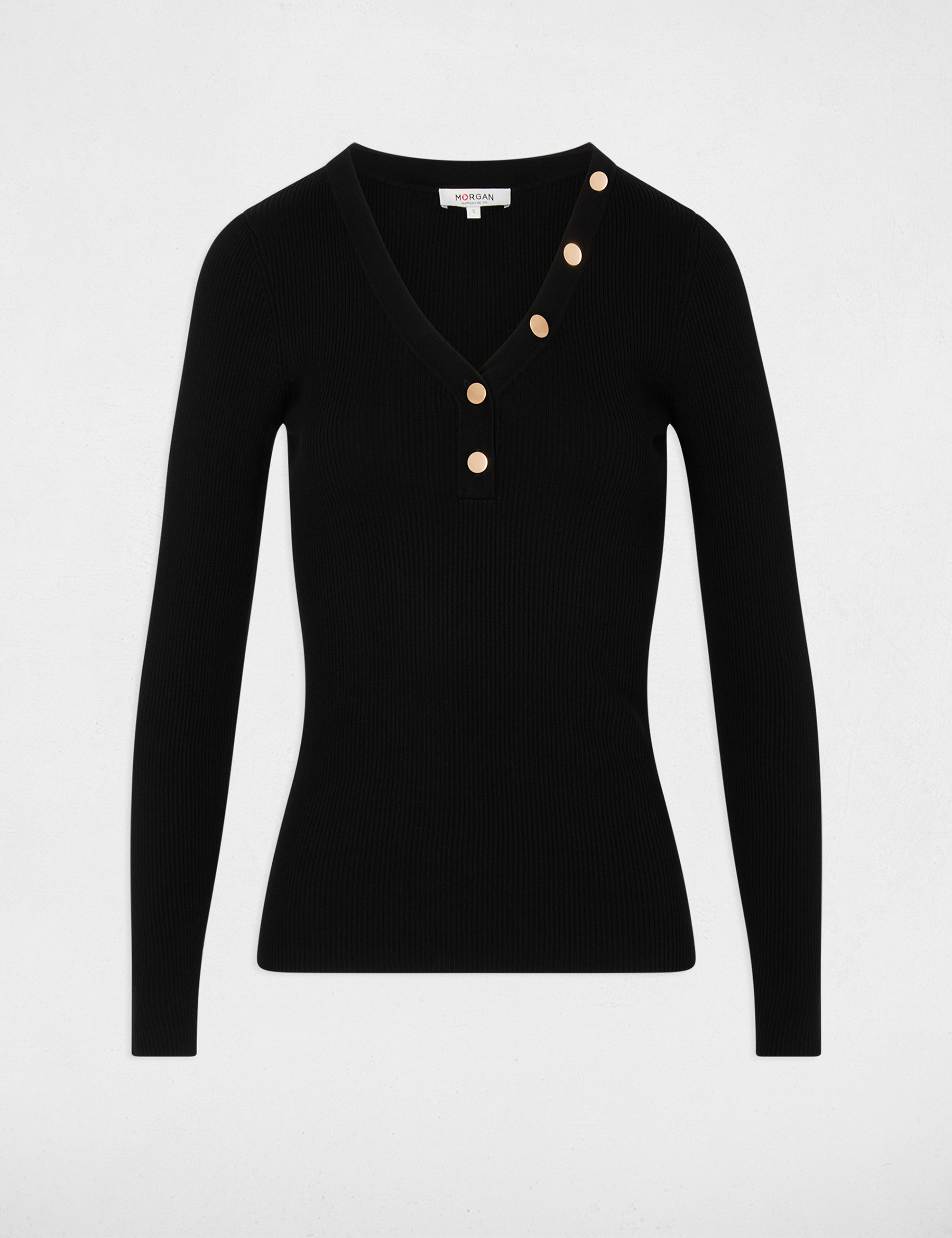 Fitted V-neck sweater black women