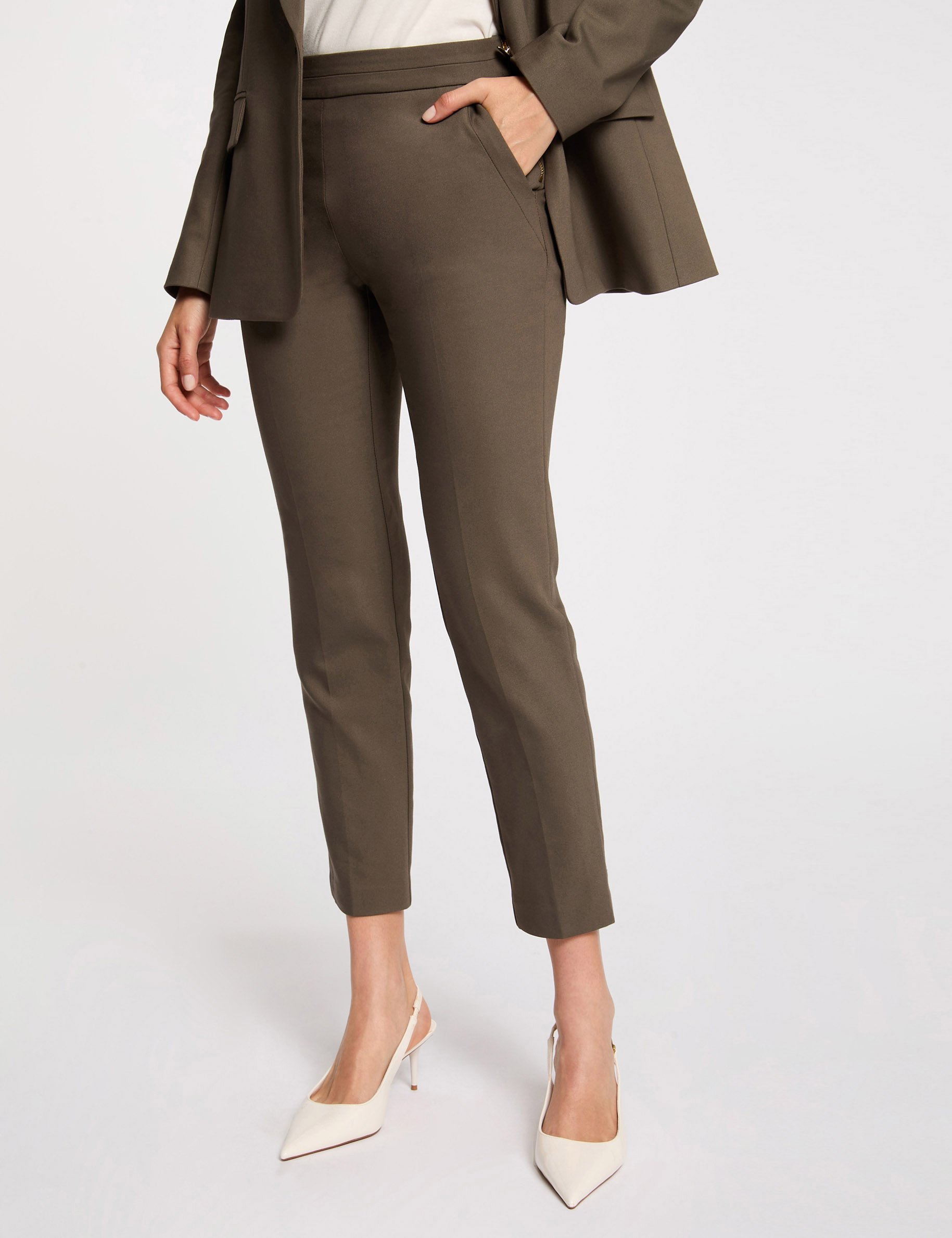 pantalon cigarette 78eme vert kaki femme Pantalon cigarette 7/8ème vert kaki femme