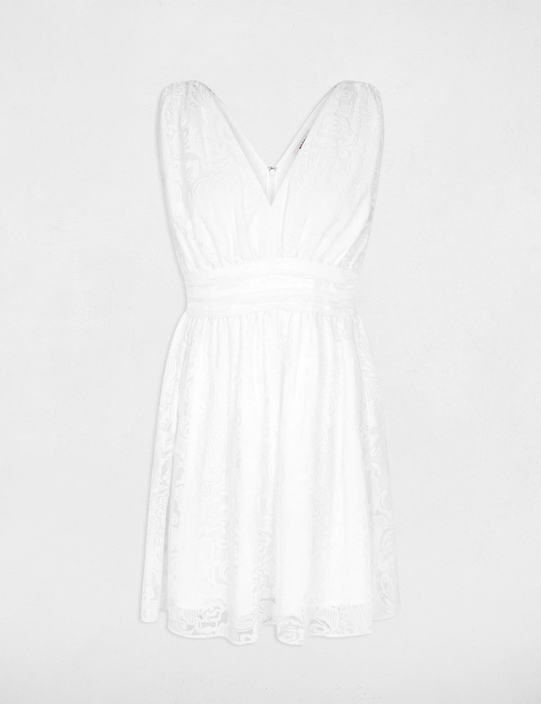 Jacquard dress with V-neck white women