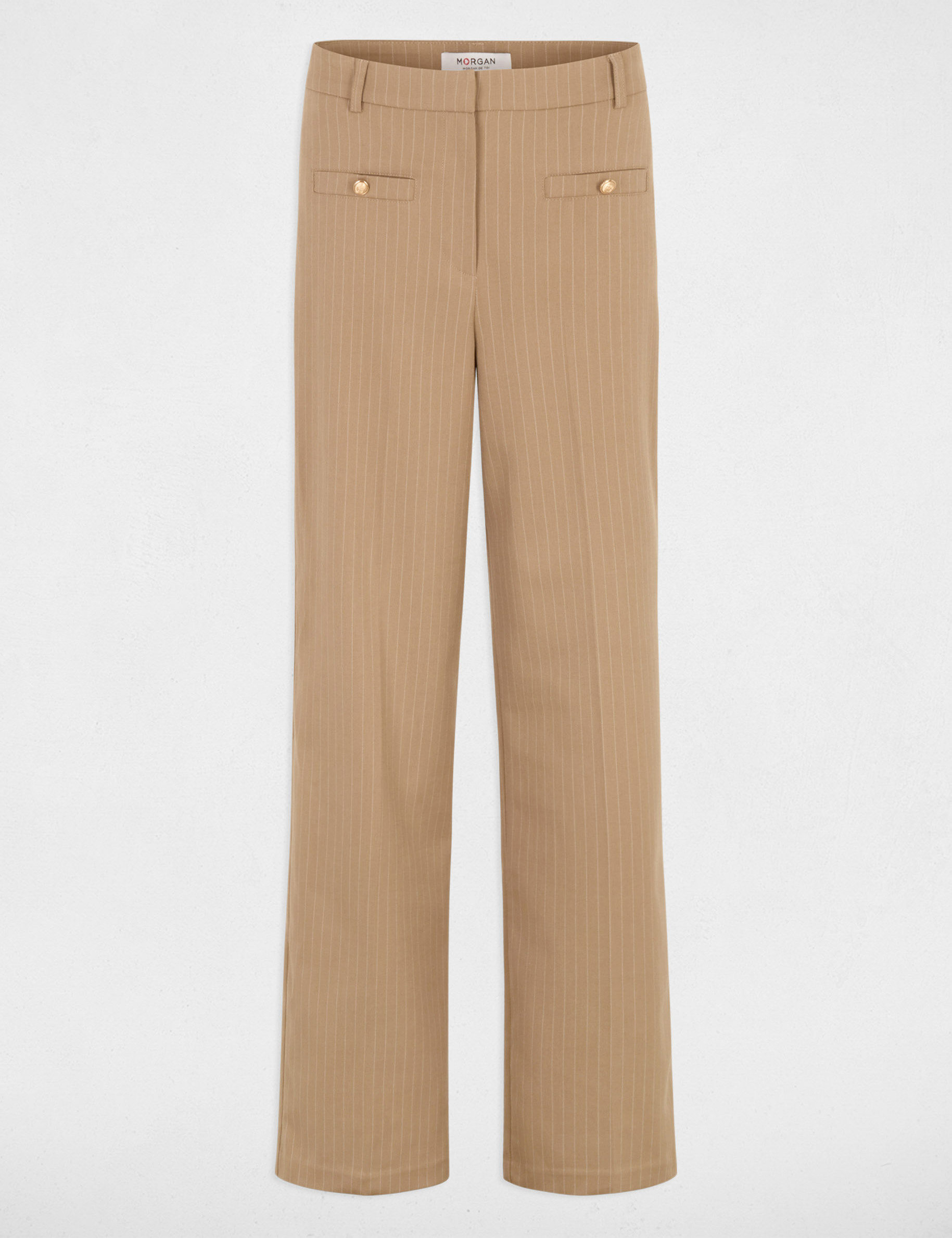 High-waisted straight trousers taupe women