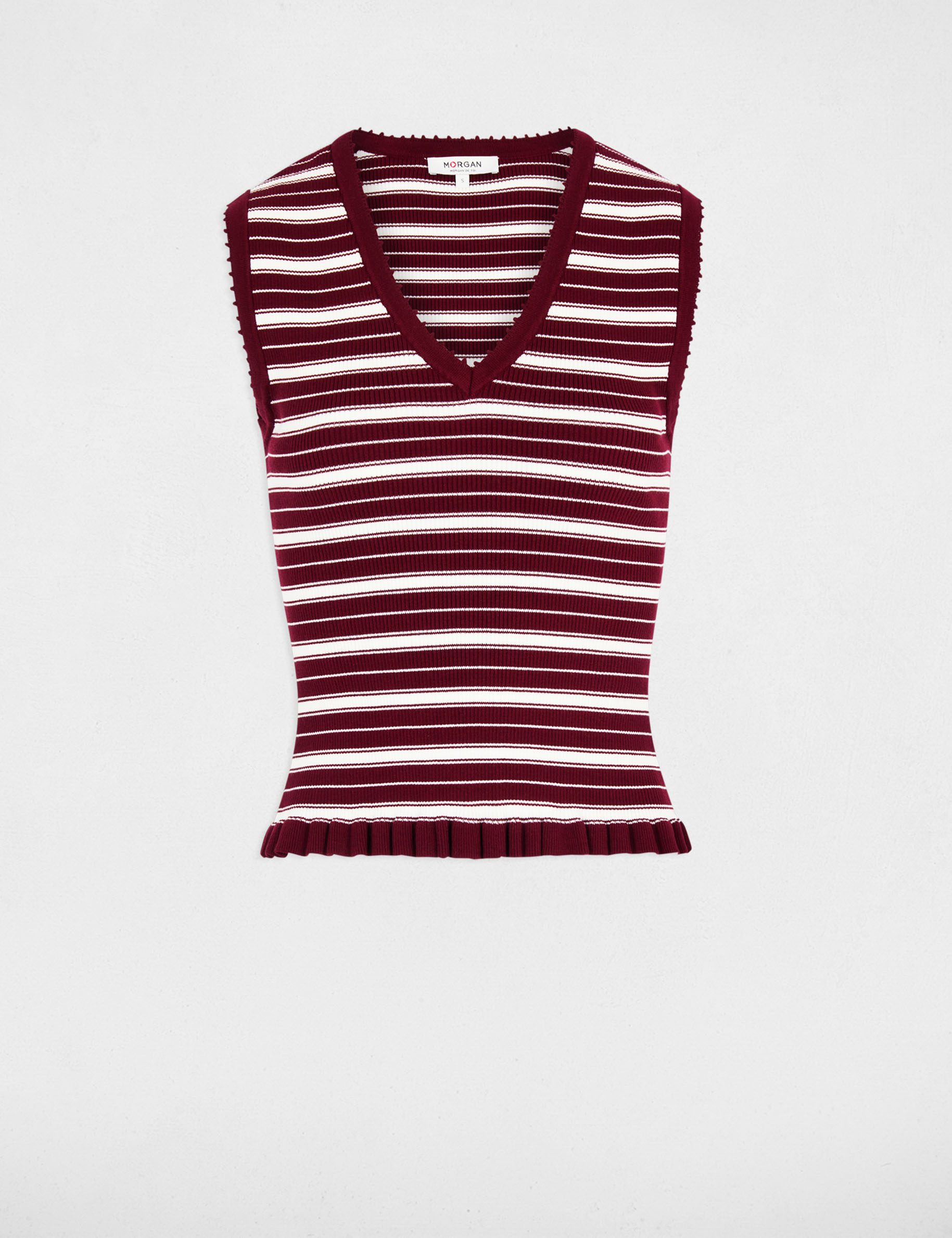 Sleeveless V-neck sweater bordeaux women