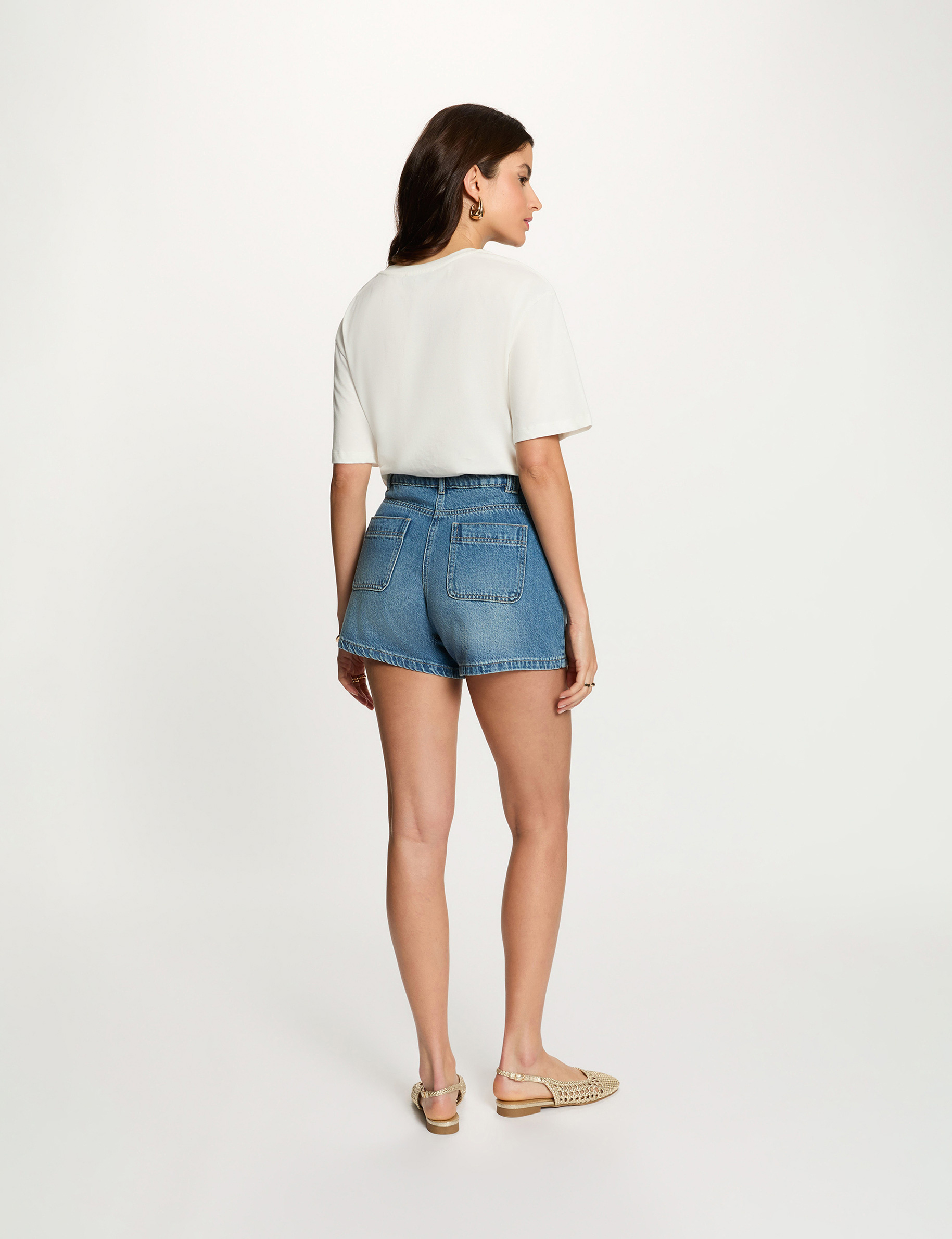 Slim denim shorts denim stone women