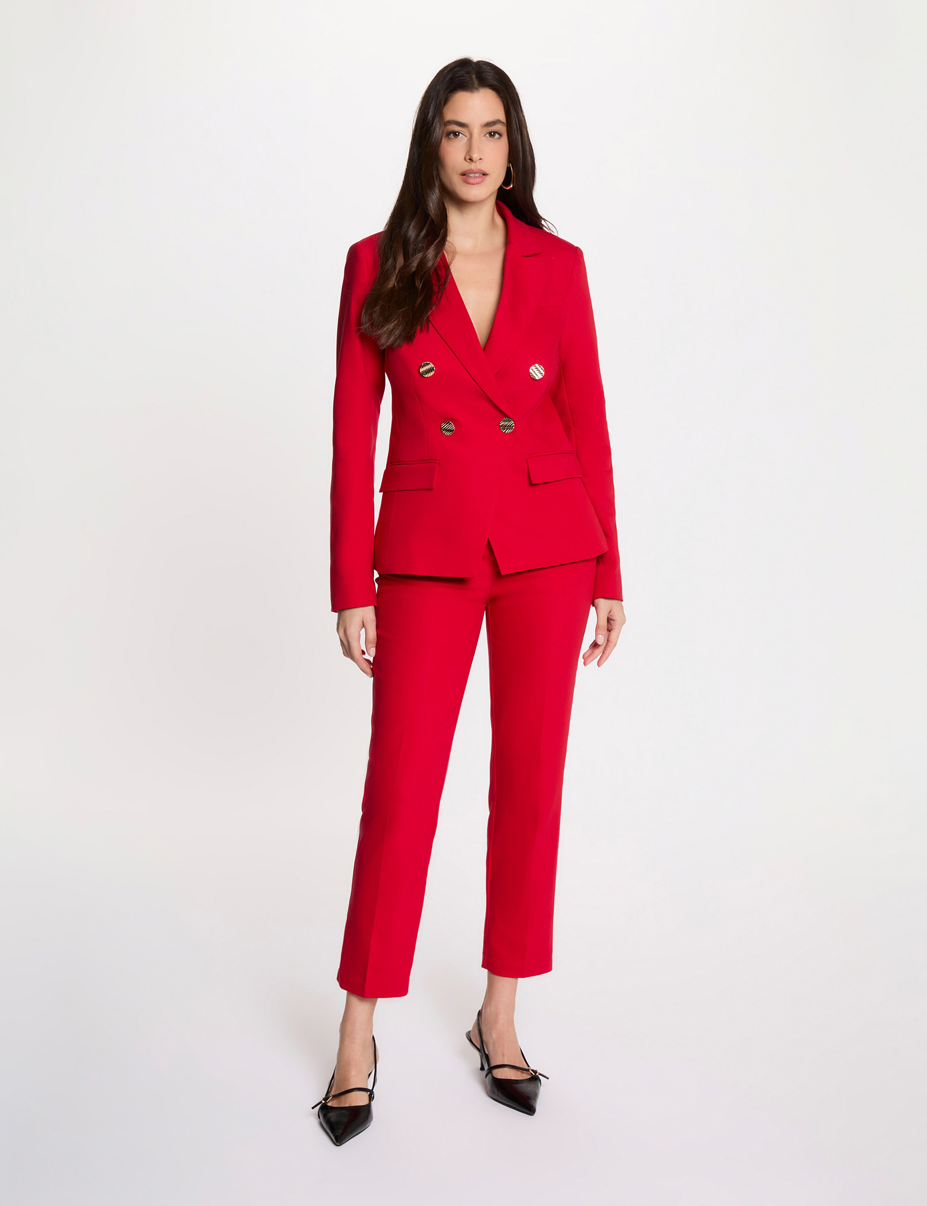 Double breasted blazer red women