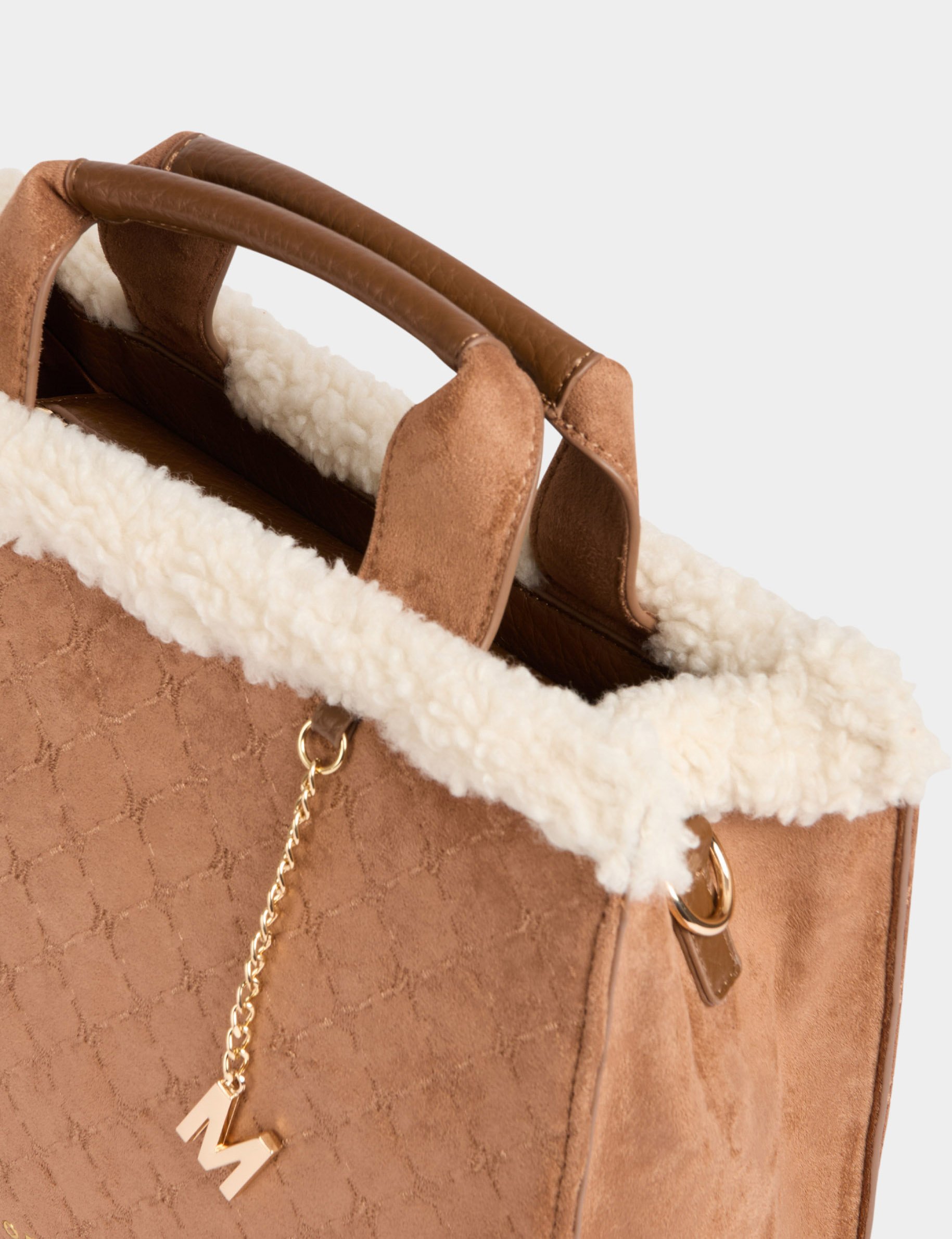 Suede monogram bag camel women