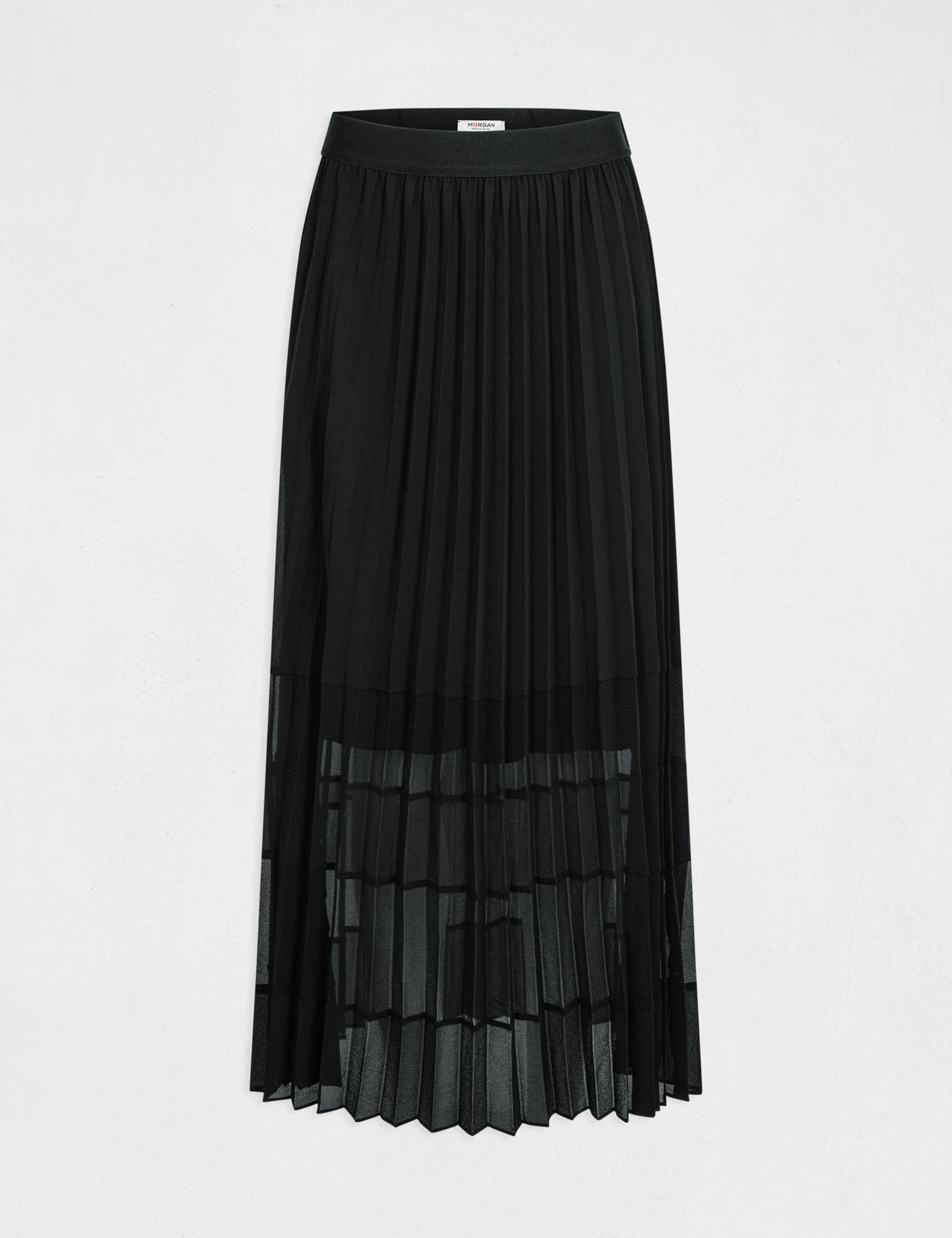 Maxi pleated A-line skirt black ladies' | Morgan