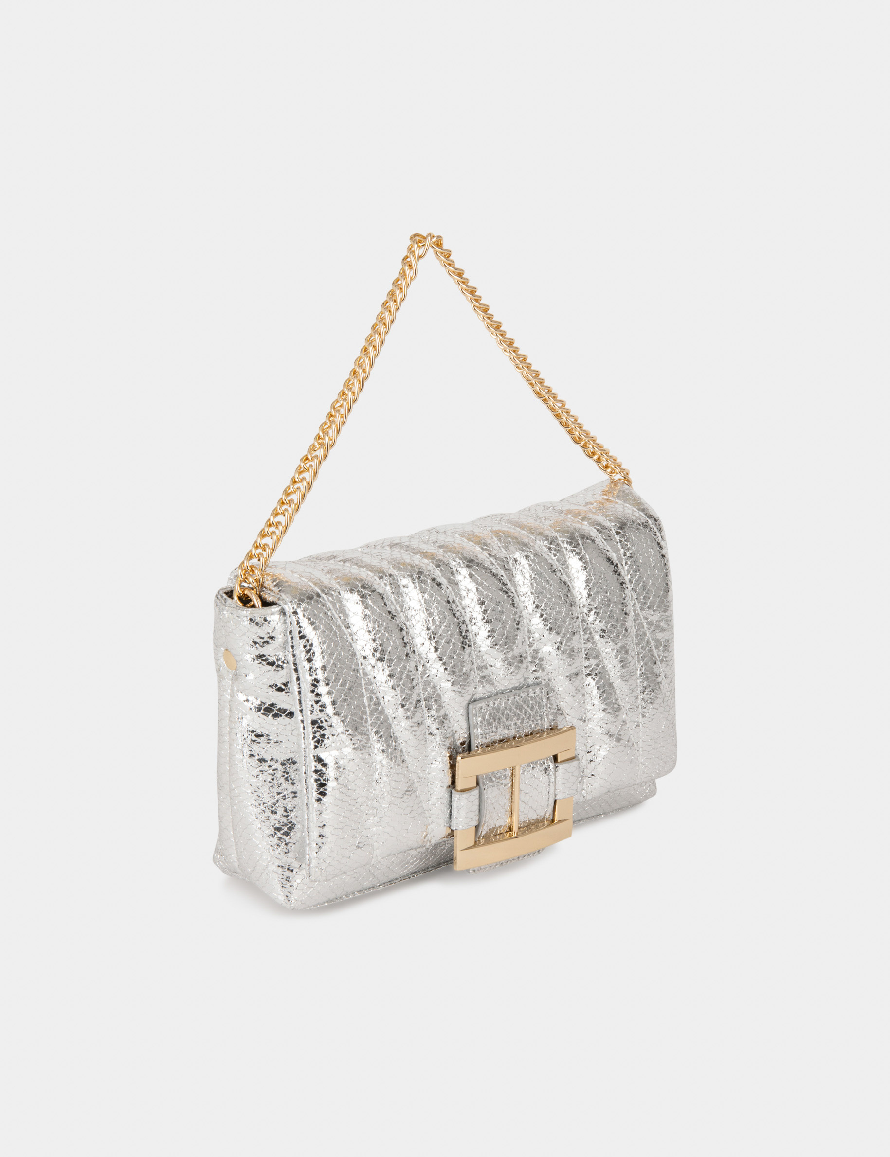 Quilted bag with buckle silver ladies' Quilted bag with buckle silver ladies'