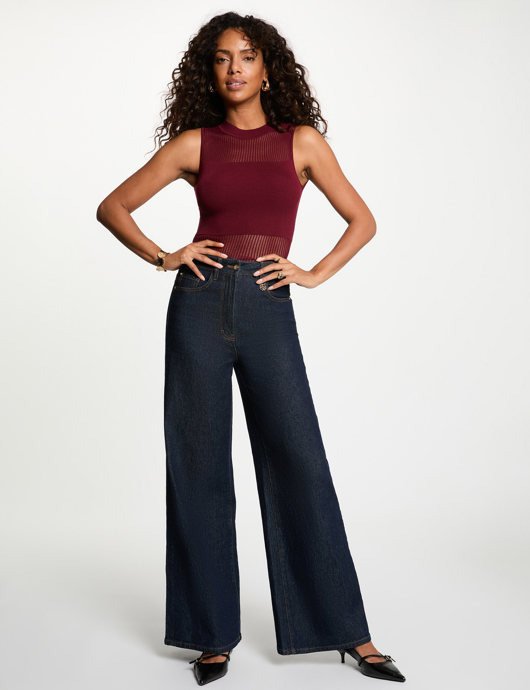 Sleeveless knitted top bordeaux women