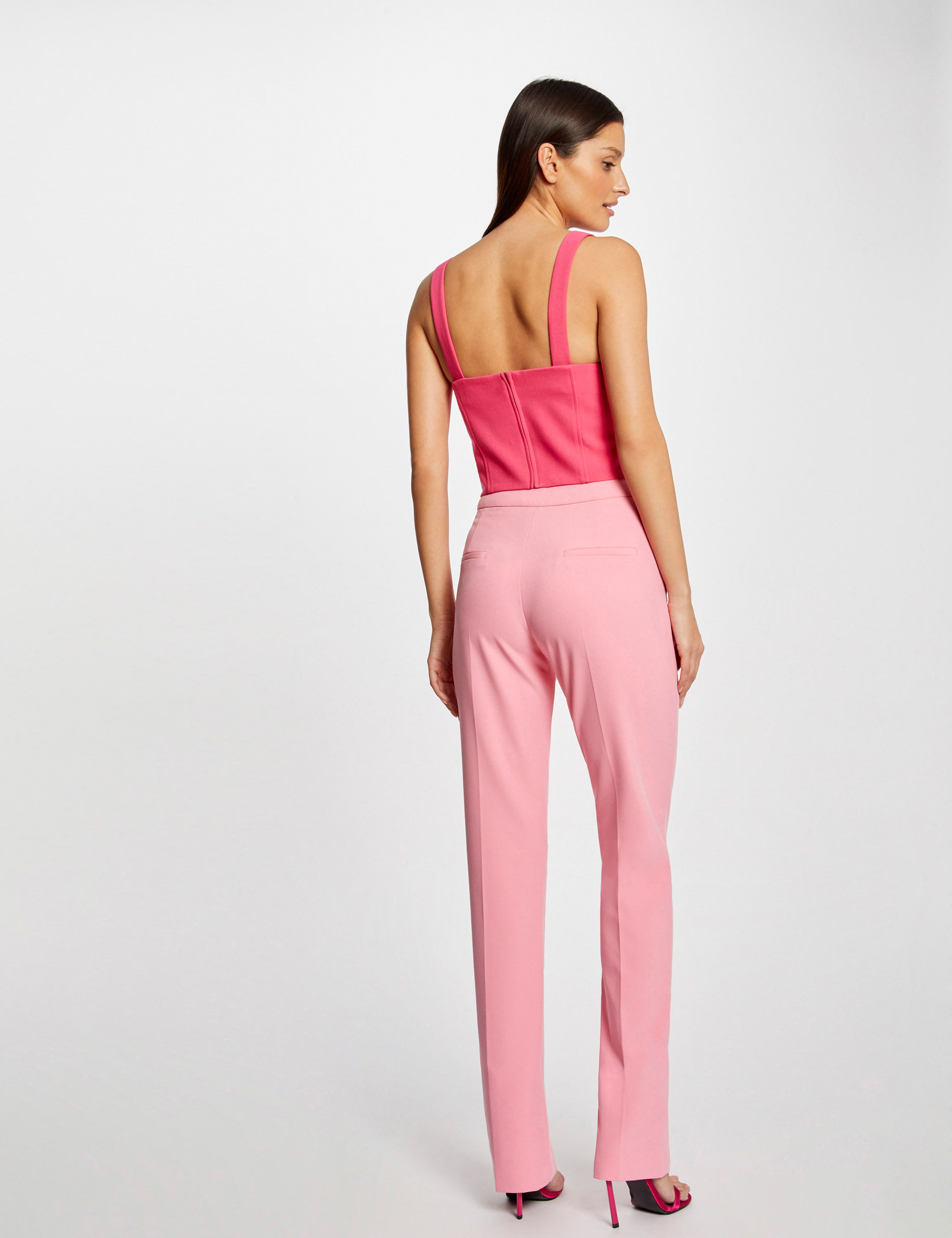 Fitted suit trousers with slits light pink ladies'