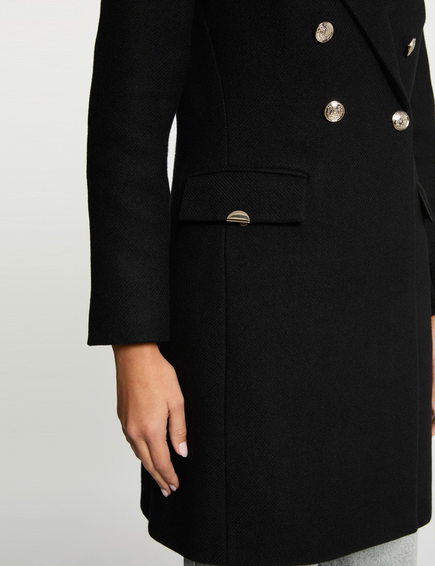 Fitted coat with tailored collar black women