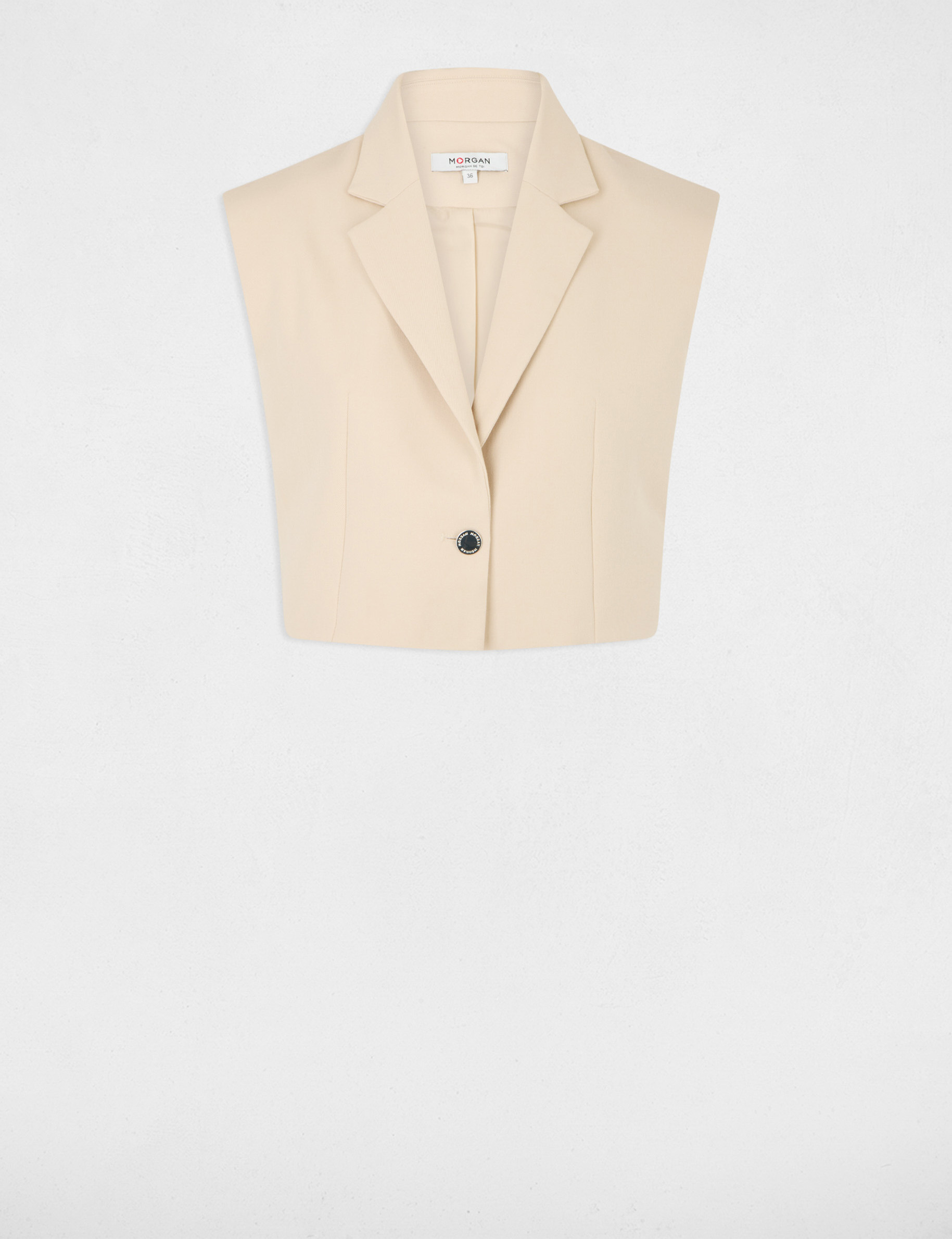 cropped sleeveless jacket beige women Cropped sleeveless jacket beige women